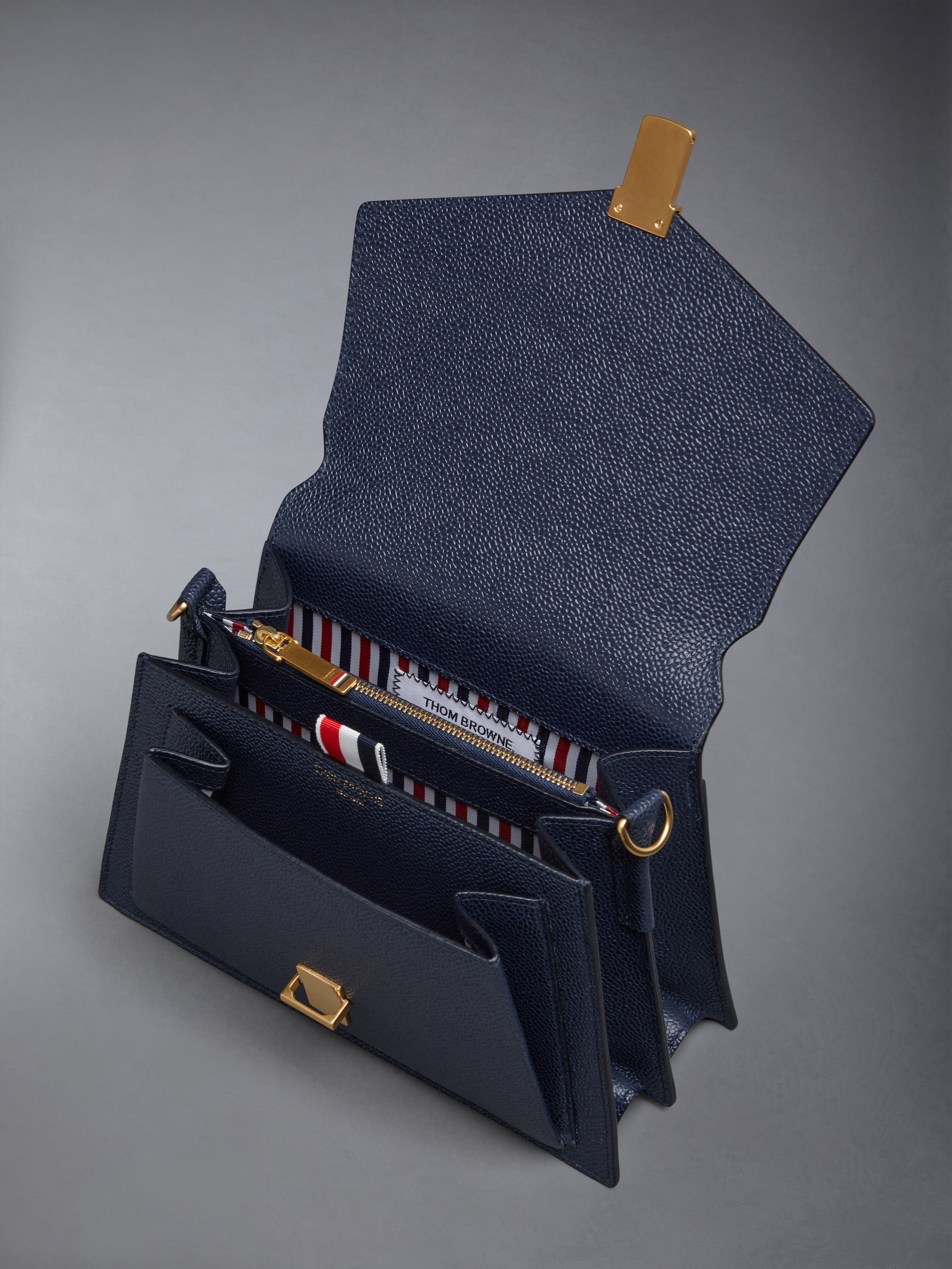PEBBLE GRAIN LEATHER 4-BAR TRAPEZE BAG - 5