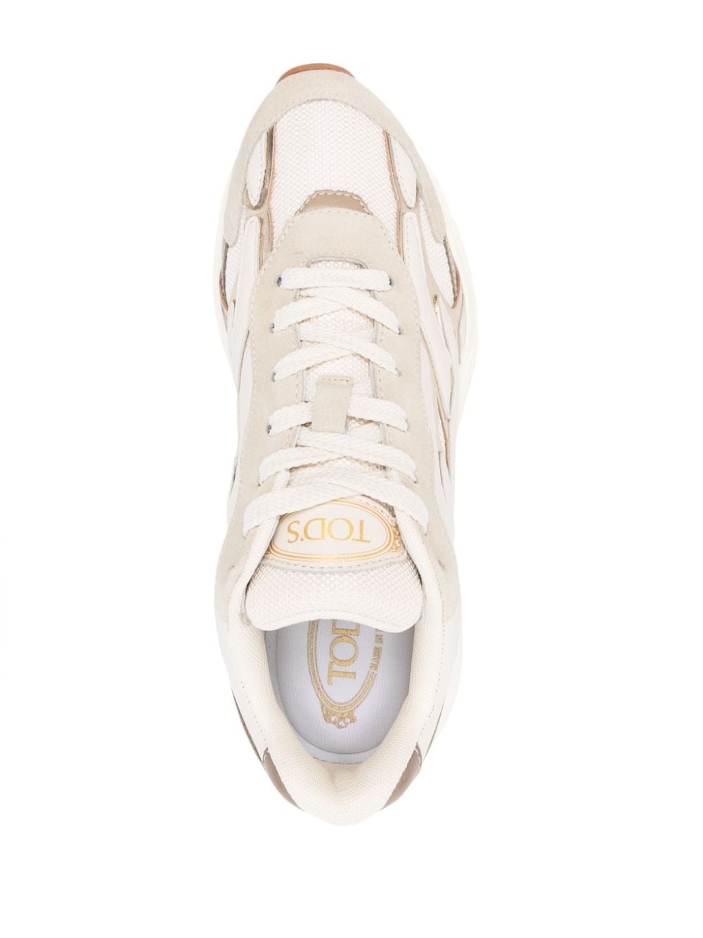 panelled leather sneakers - 4