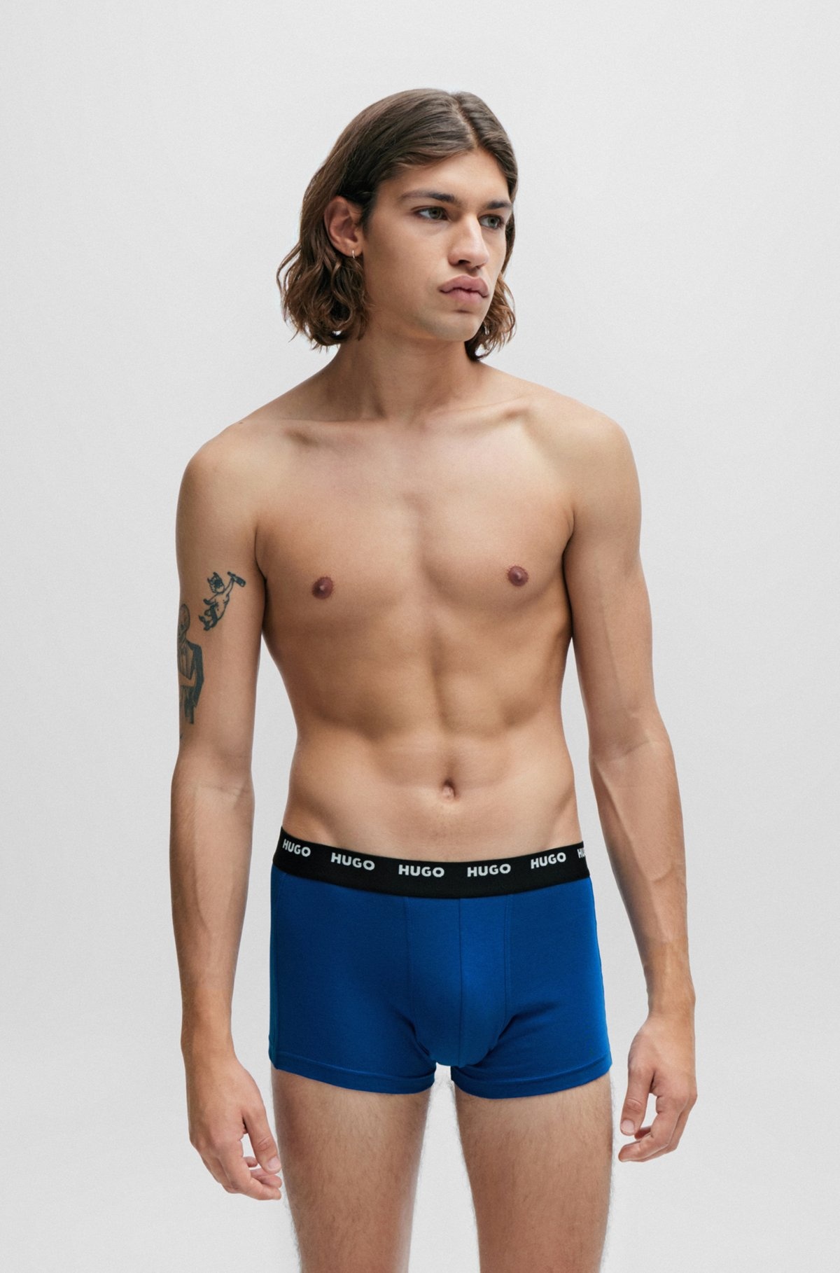FIVE-PACK OF STRETCH-COTTON TRUNKS WITH LOGO WAISTBANDS - 5