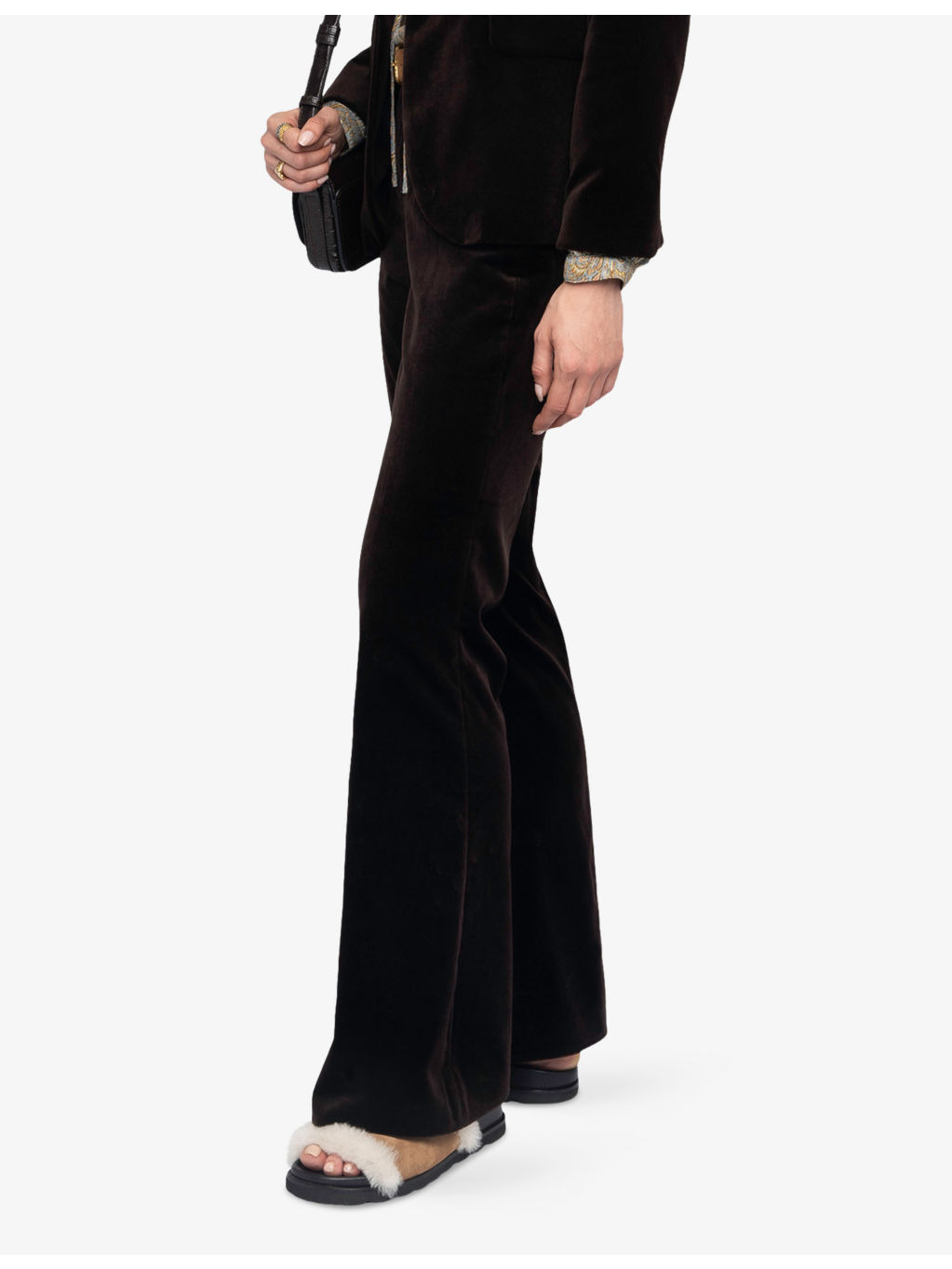 Prevy flared-leg mid-rise cotton-velvet trousers - 4