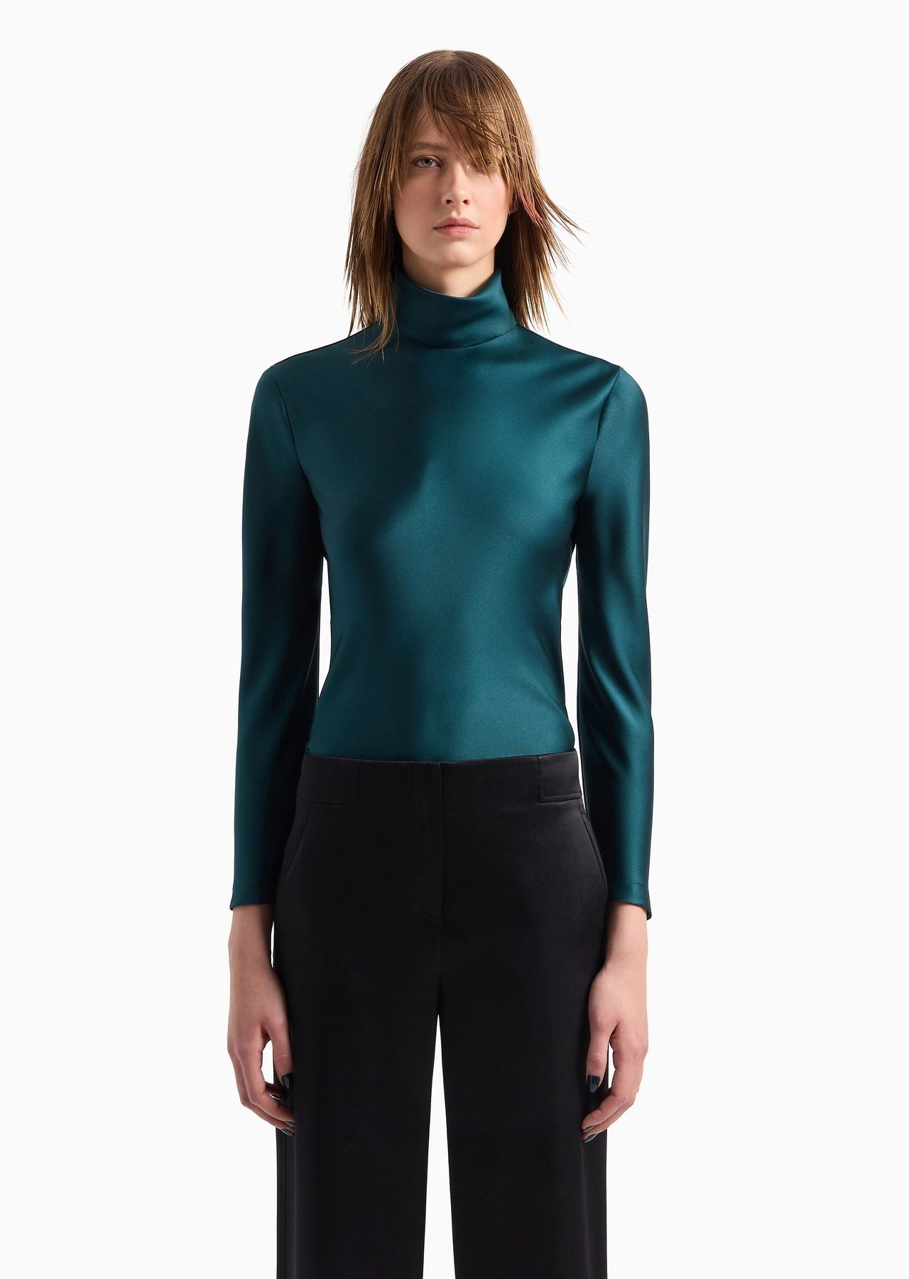 Long-sleeved blouse in silk double satin - 2