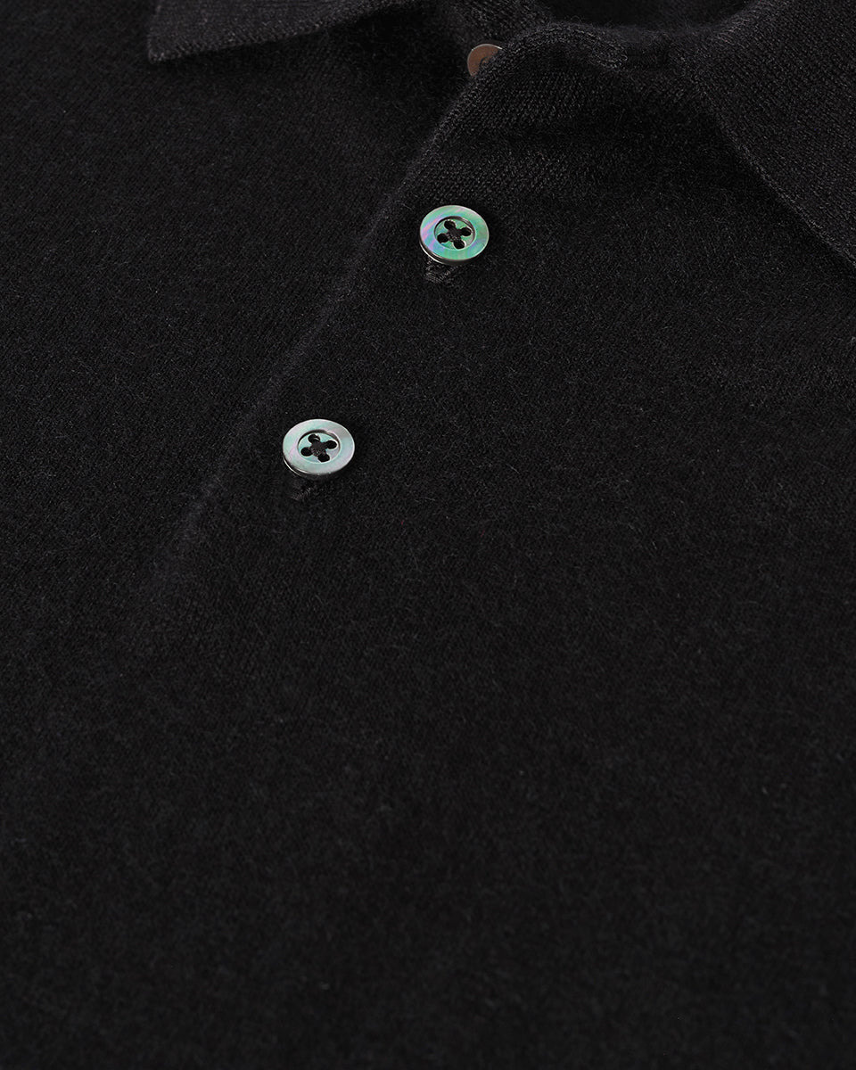 Black Cashmere Polo Shirt - 6