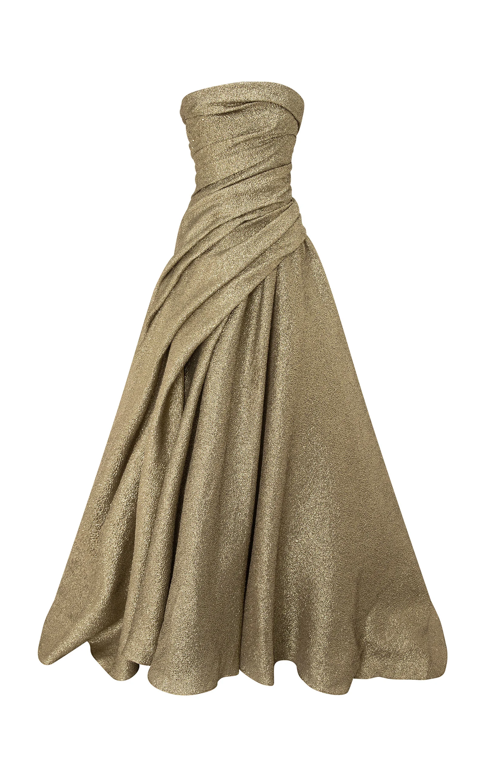 Swept Pebbled Crepe Ball Gown olive - 1