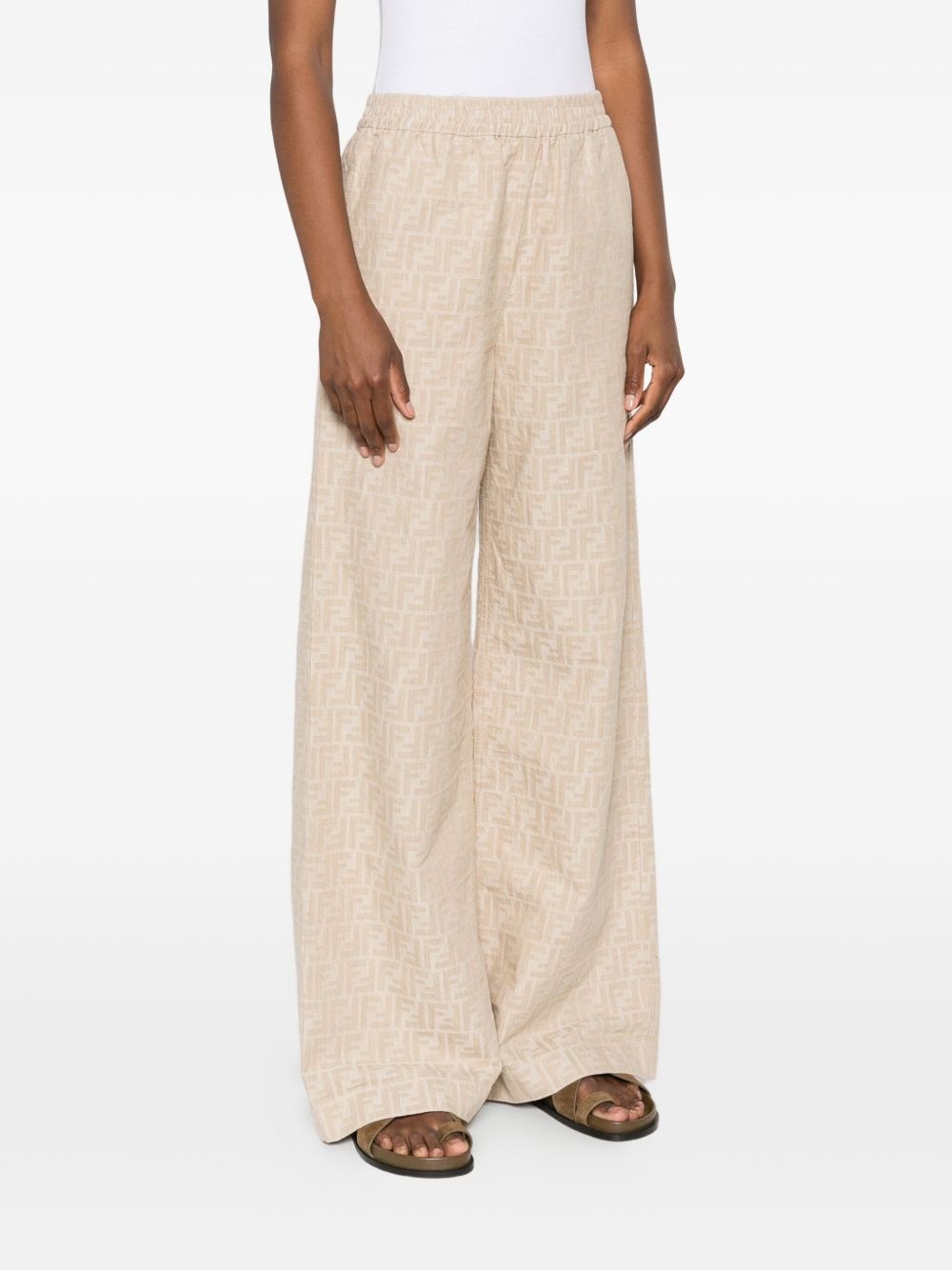 FF-jacquard elasticated-waist trousers - 3