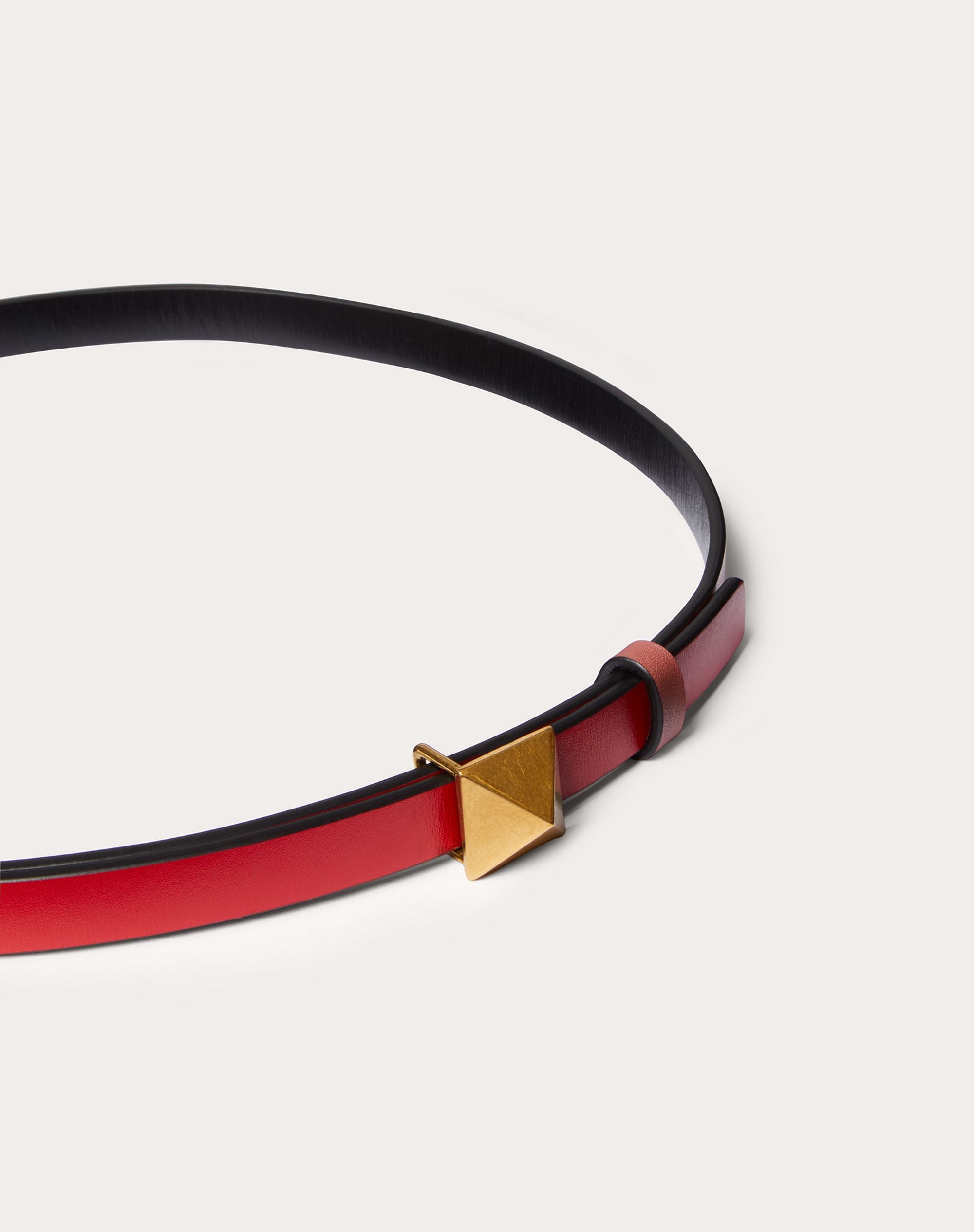 REVERSIBLE ONE STUD BELT IN GLOSSY CALFSKIN 12 MM - 4