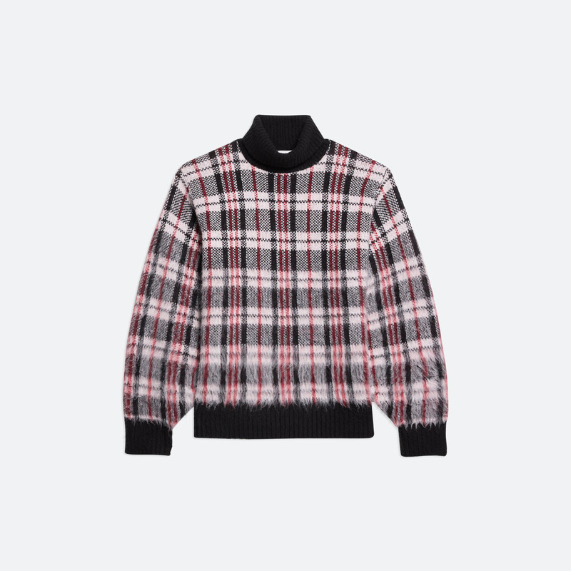 BRUSHED PLAID TURTLENECK SWEATER 1