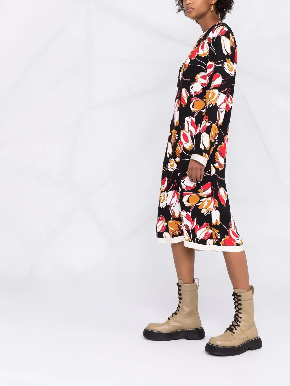 abstract-print long-sleeve dress - 4