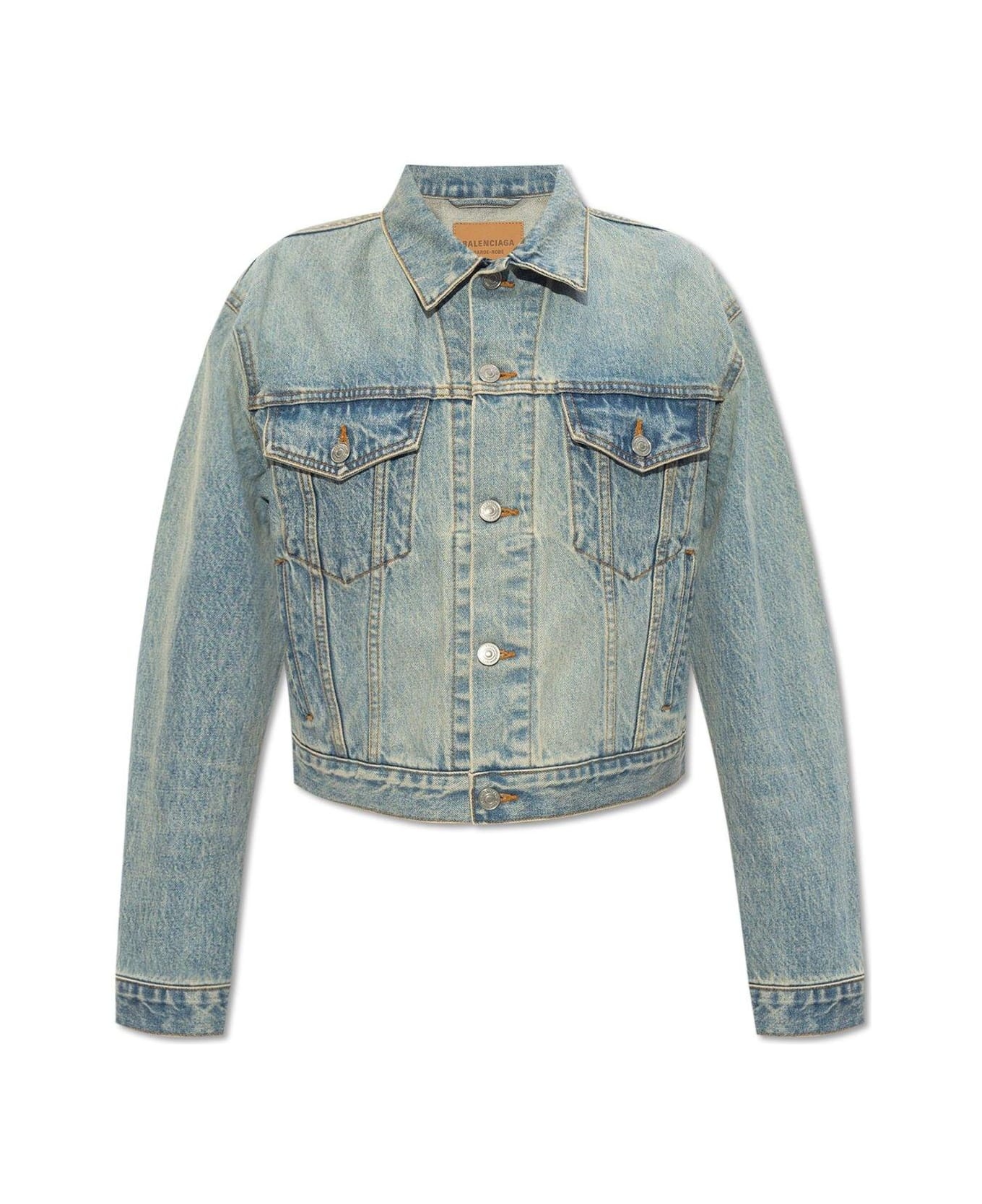 Collared Button-up Denim Jacket - 1