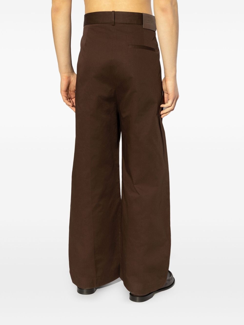 cotton wide-leg trousers - 4
