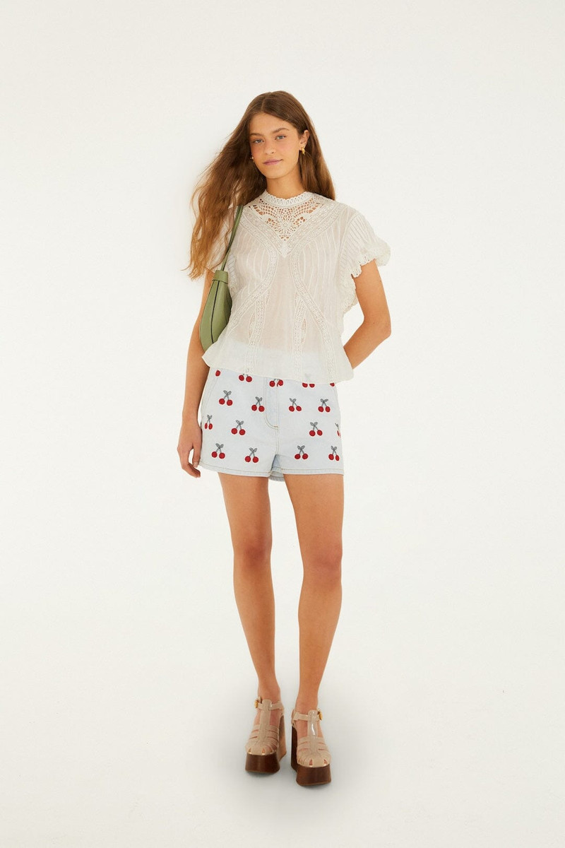 Off-White Organic Cotton Blouse With Appliqués 4