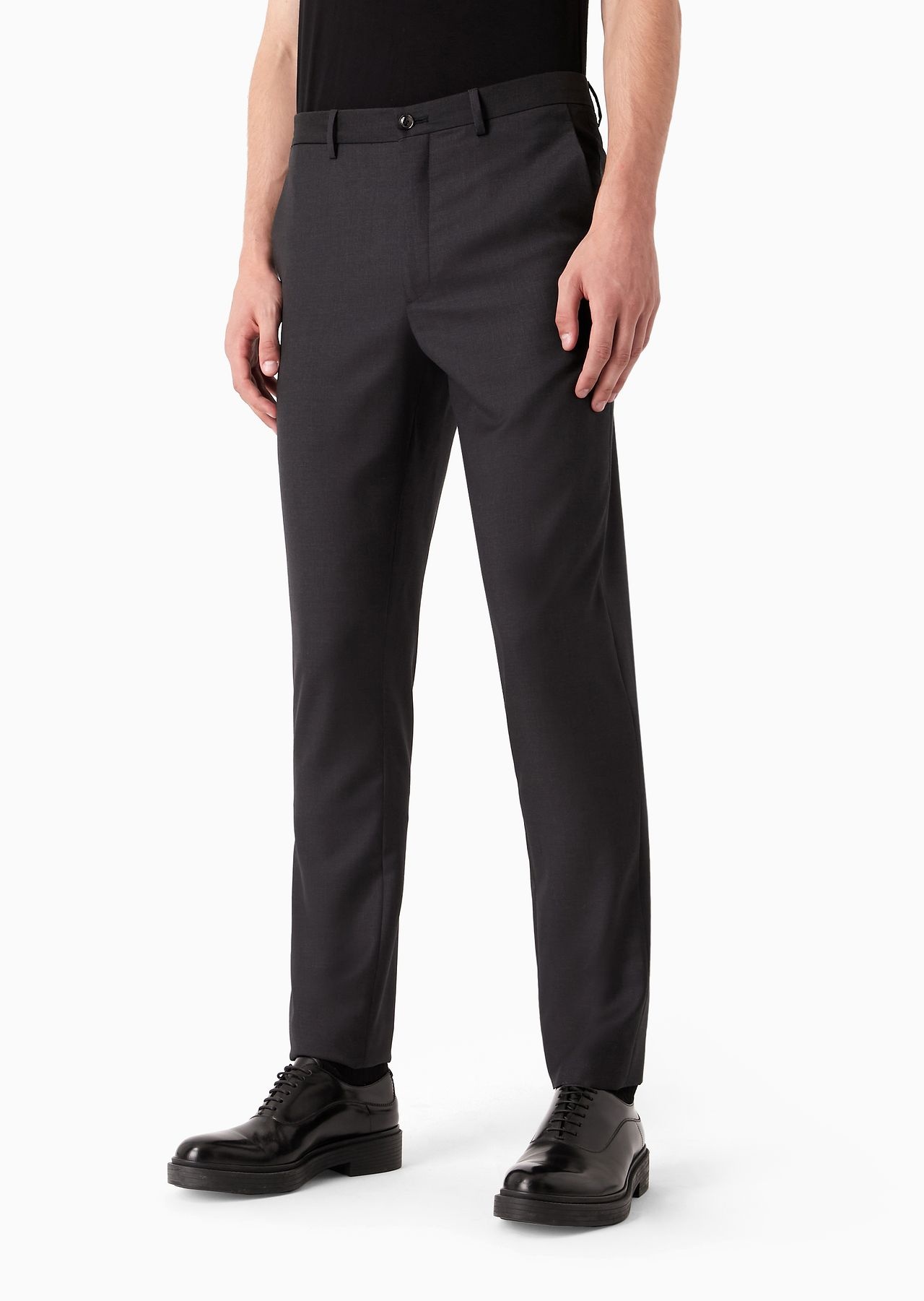 Flat-front trousers in wool and cashmere gabardine - 2
