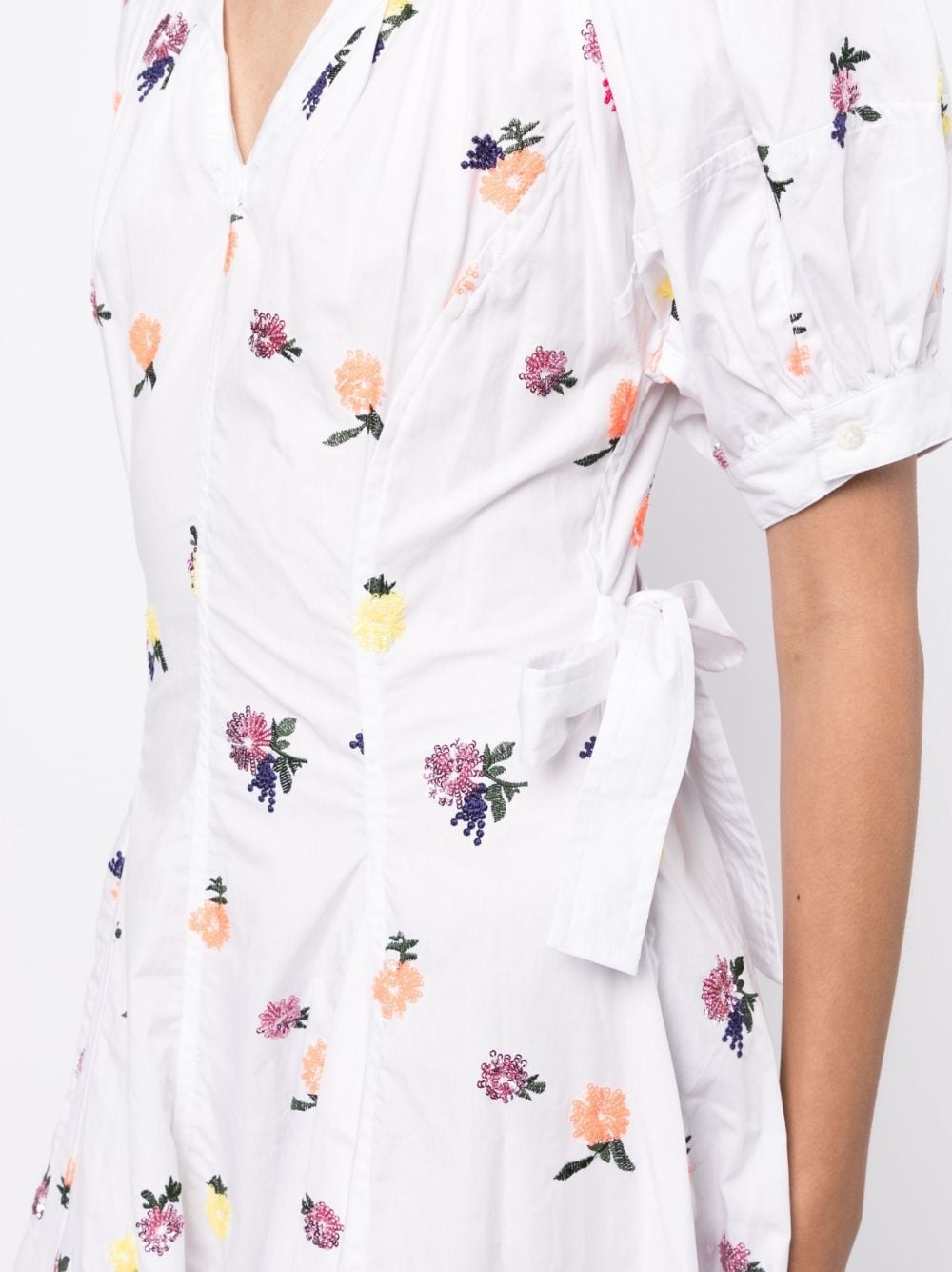 floral-embroidered puff-sleeved dress - 5