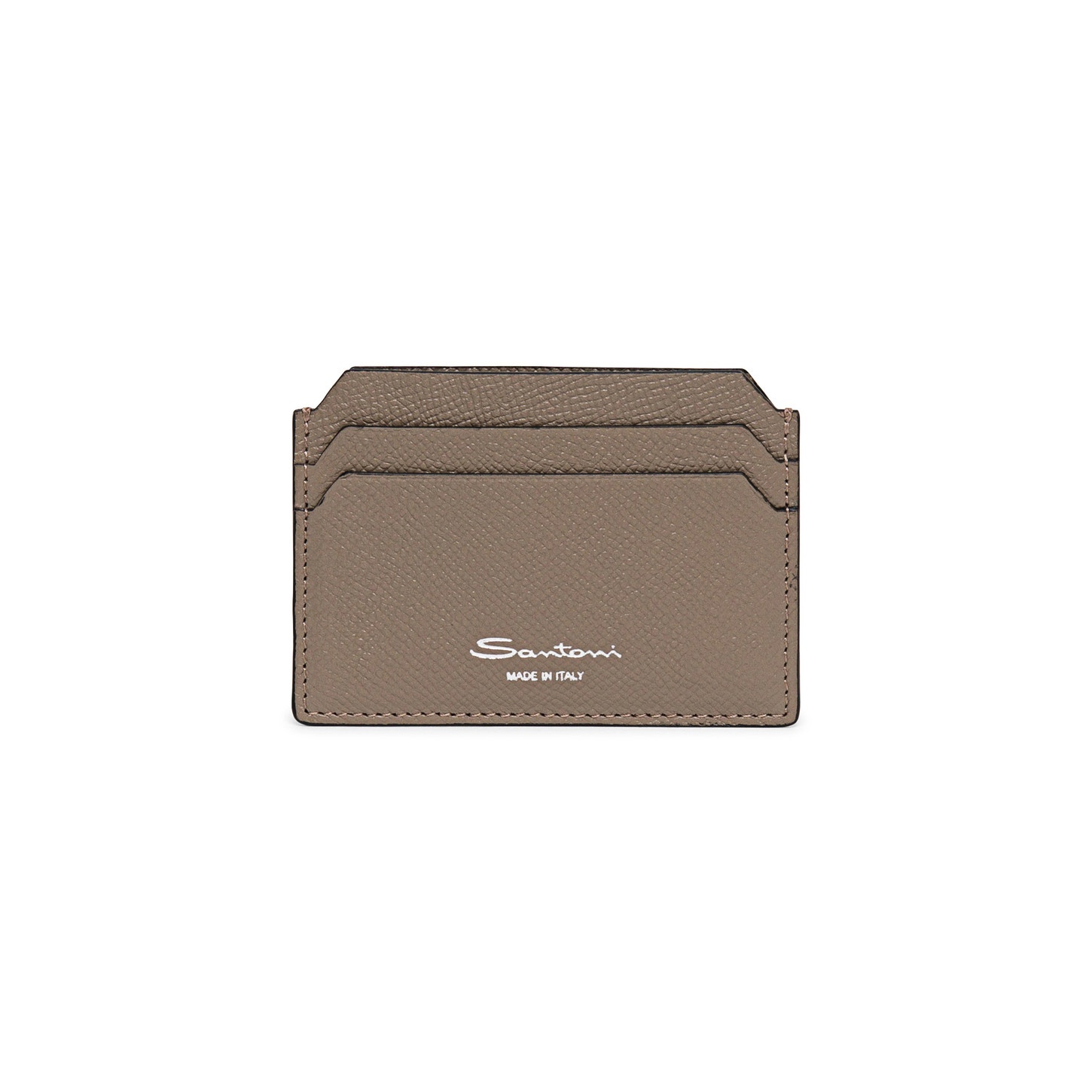 Beige saffiano leather credit card holder - 1