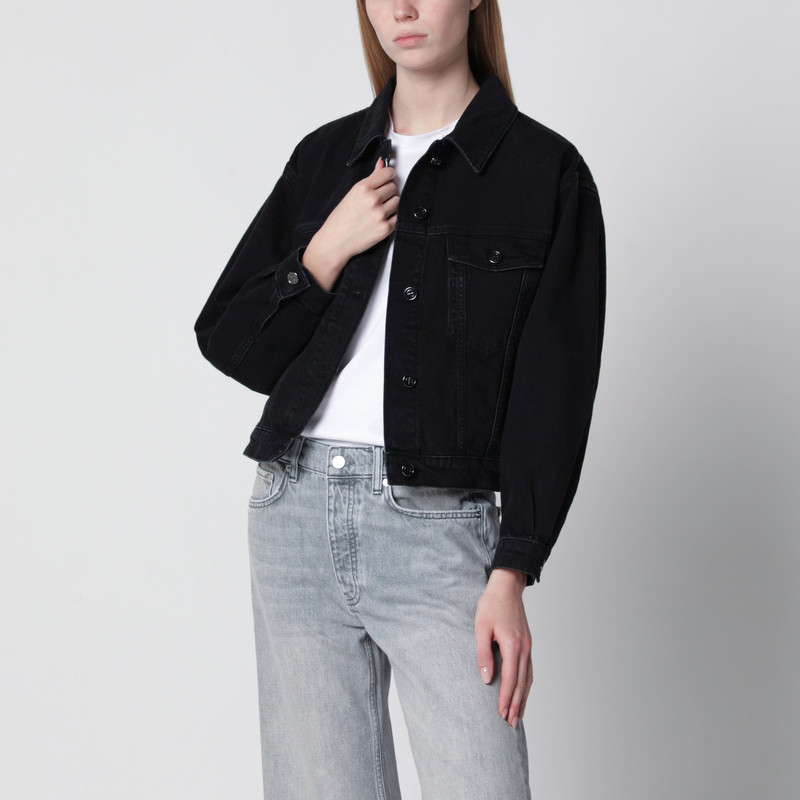Quincy cropped black denim jacket in cotton 1