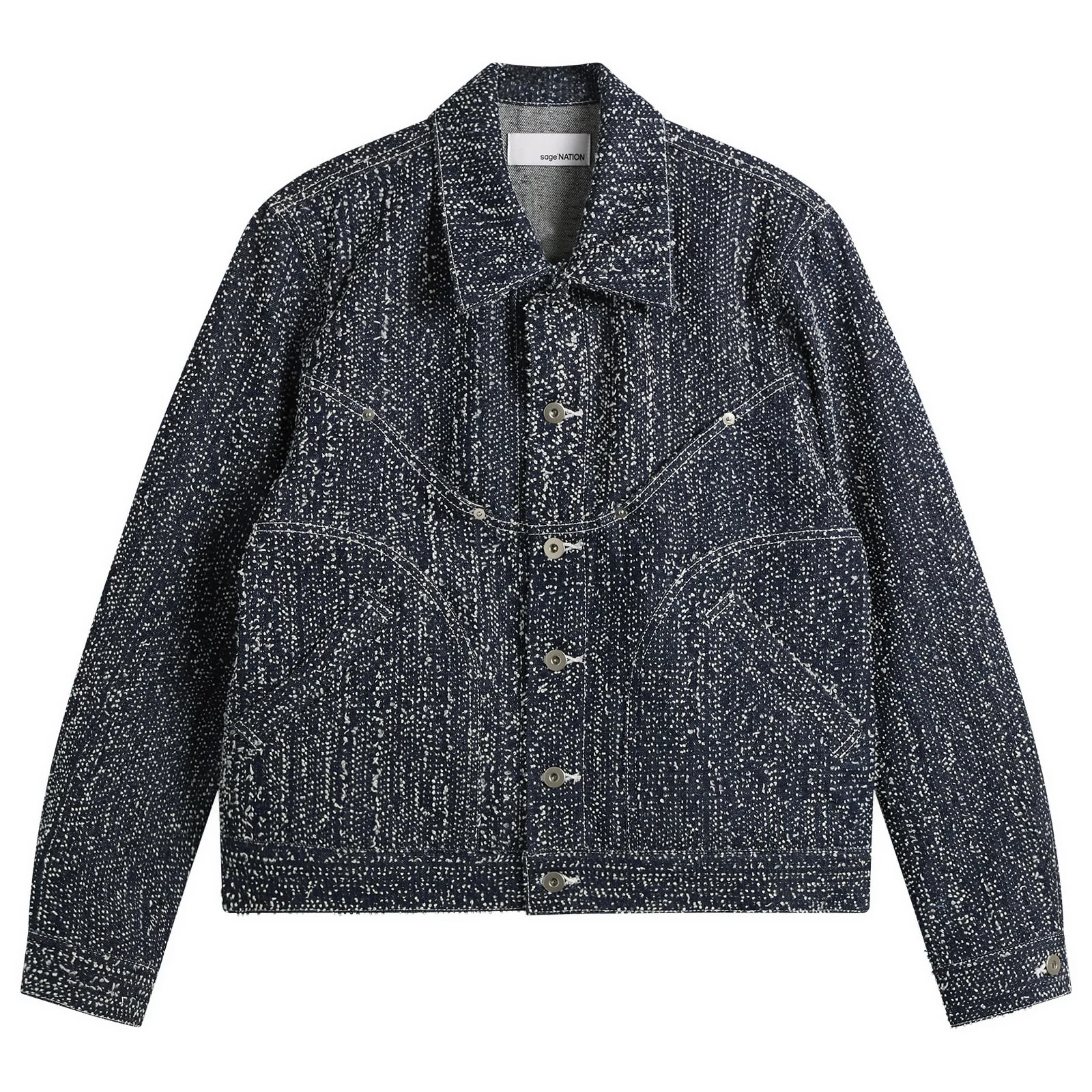 Sage Nation Needle Punch Denim Jiji Jacket - 1
