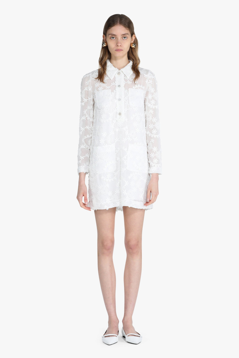 SEMI-SHEER LACE SHIRT DRESS - 1