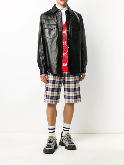 GUCCI stamped logo lambskin overshirt outlook