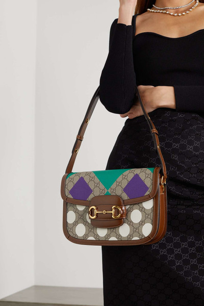 GUCCI Horsebit 1955 medium leather-trimmed printed coated-canvas shoulder bag outlook