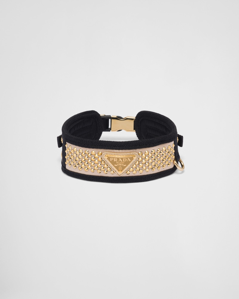 Crystal-studded satin pet collar 1