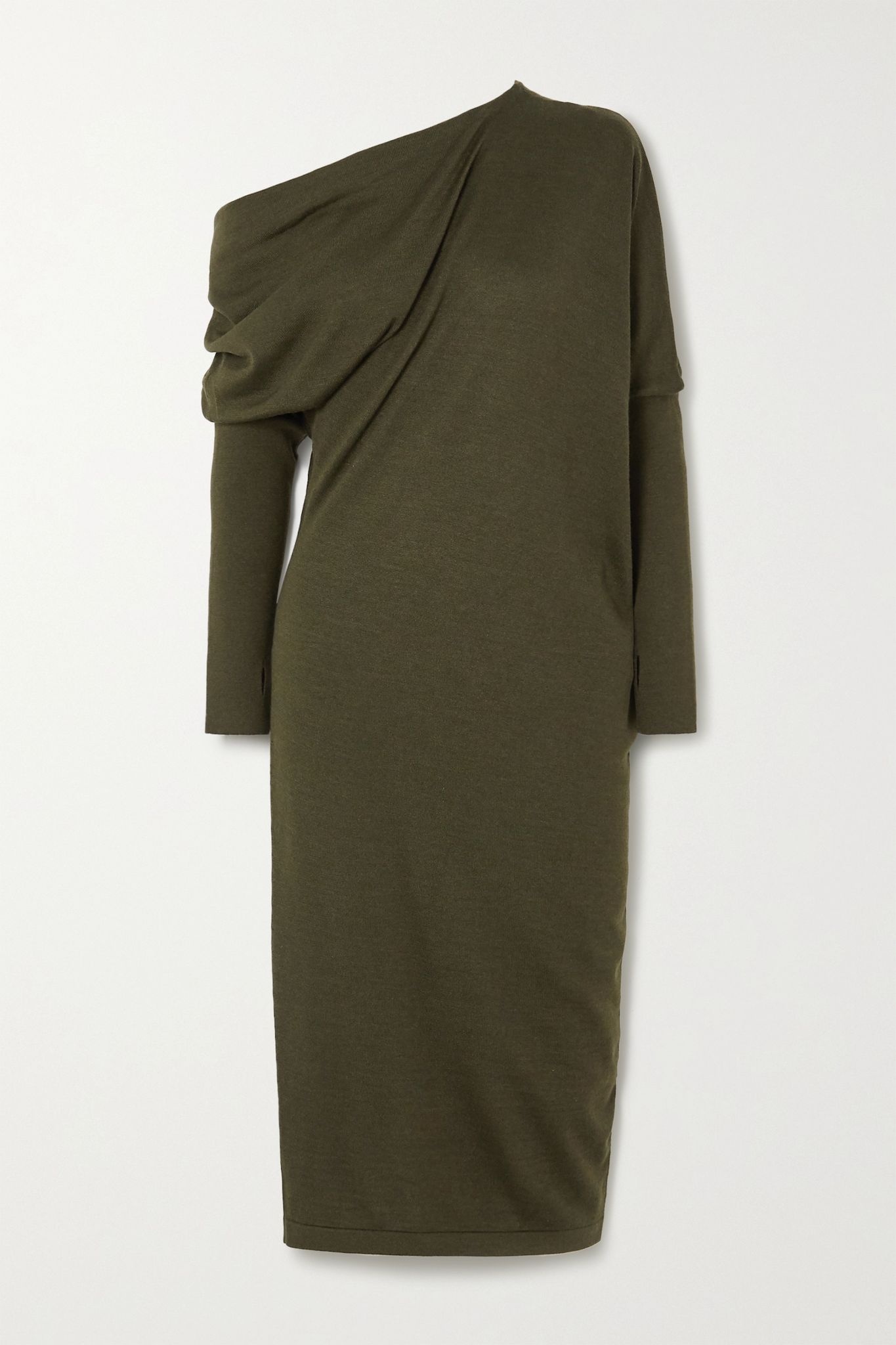 One-shoulder cashmere and silk-blend midi dress - 1