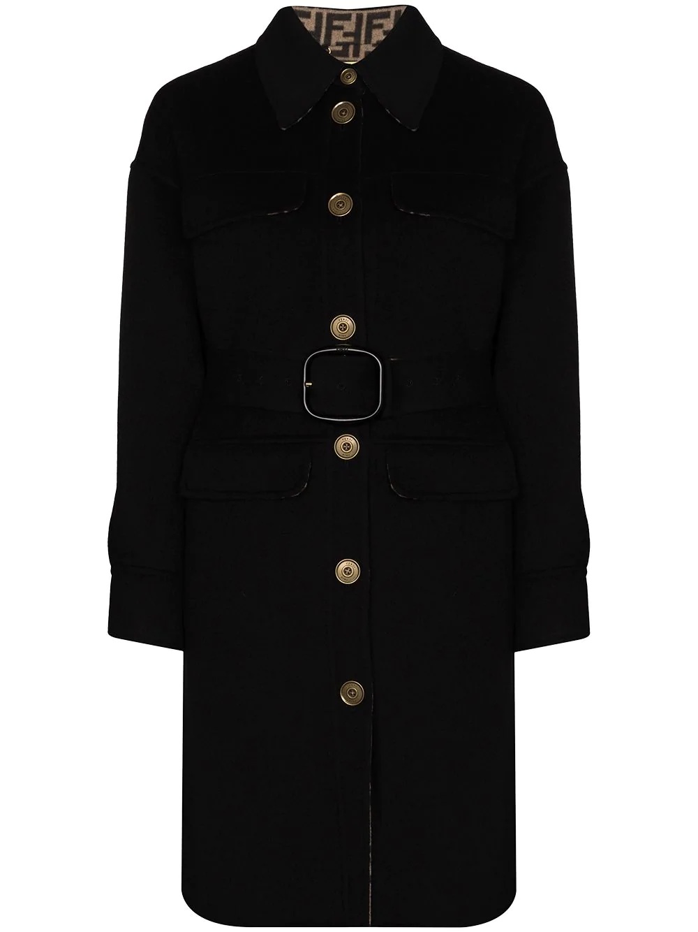 belted single-breasted coat - 1