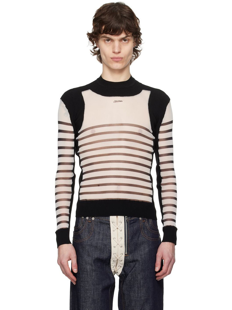 White & Black 'The Bi-Material Marinière' Sweater 1