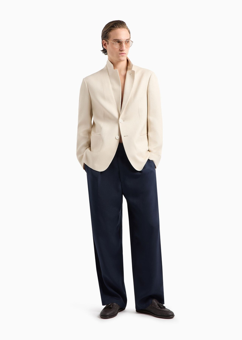 GIORGIO ARMANI Single-breasted jacket in a quilted silk blend outlook