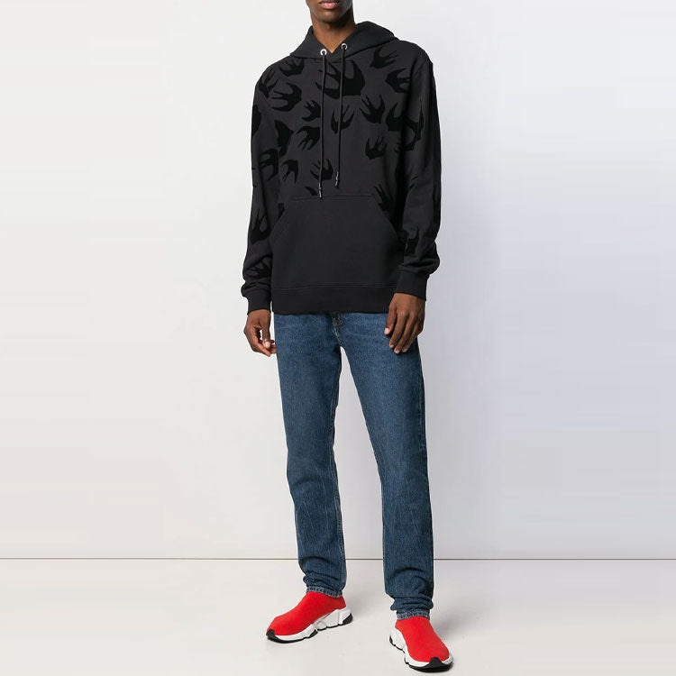 Alexander McQueen Swallow Print Hoodie 'Black' 545412-RLT74-1000 - 3