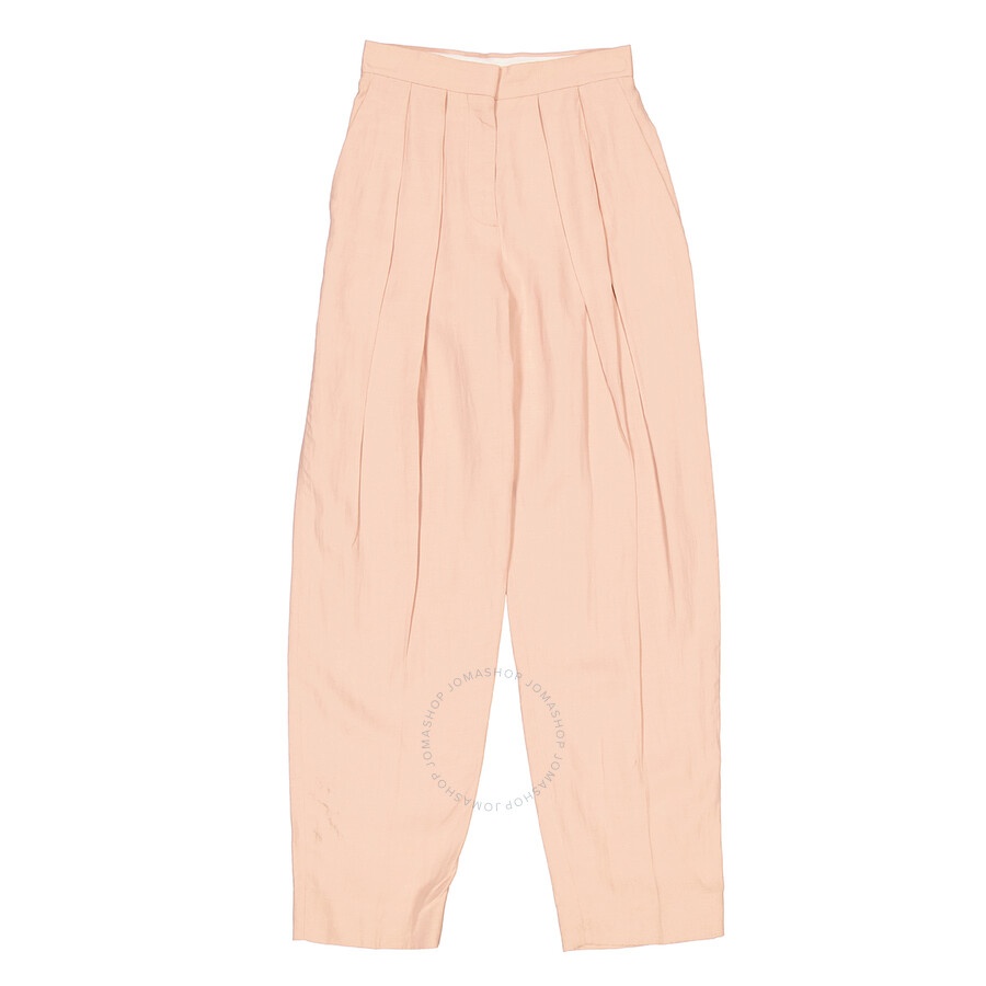 Stella Mccartney Rose Fluid Linen Pleat Front Straight Leg Trousers - 5
