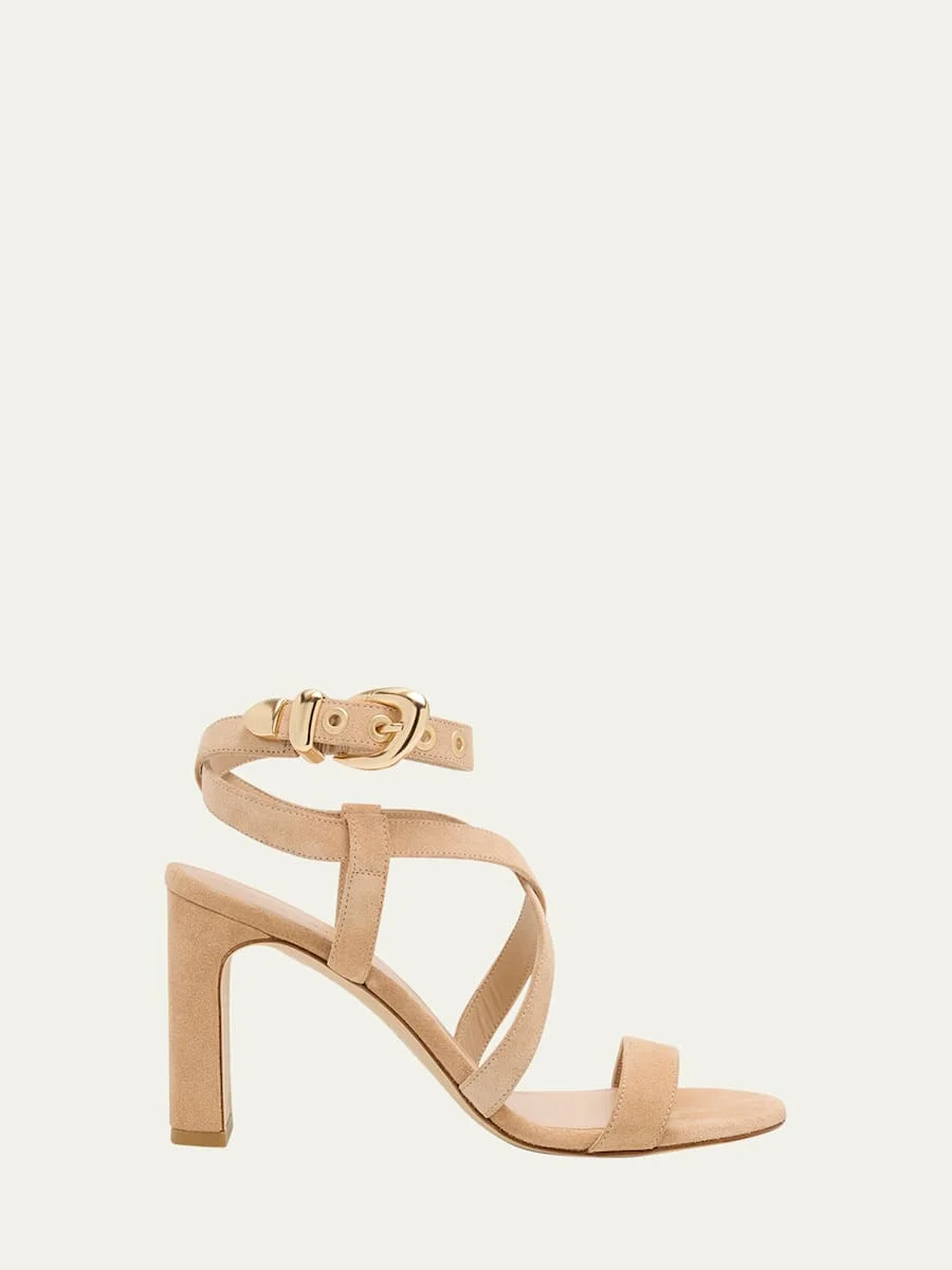 Maven Suede Buckle Block-Heel Sandals - 1