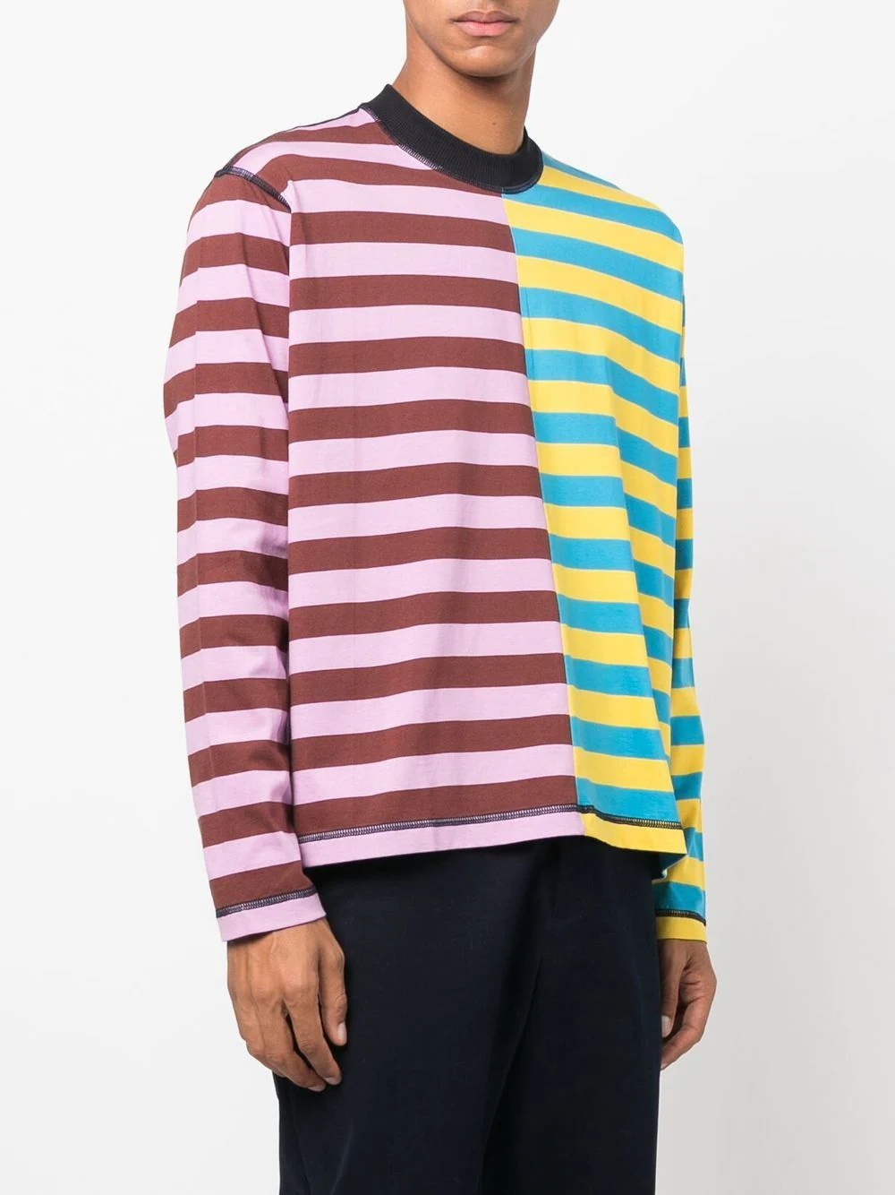 colour-block striped long-sleeve T-Shirt - 3