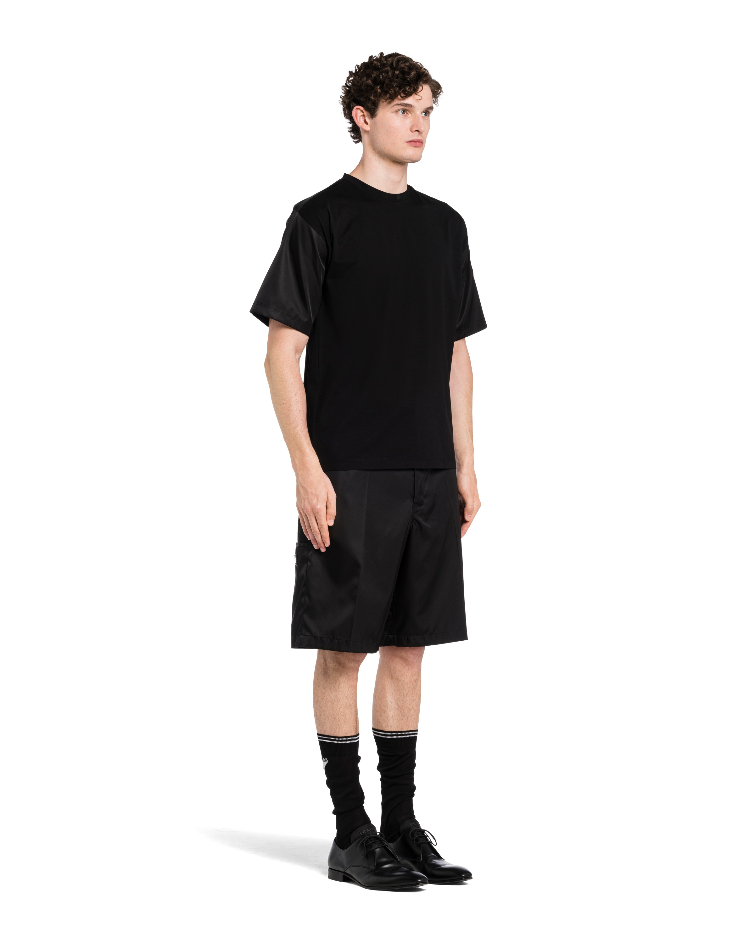 Stretch cotton T-shirt with Re-Nylon details - 3