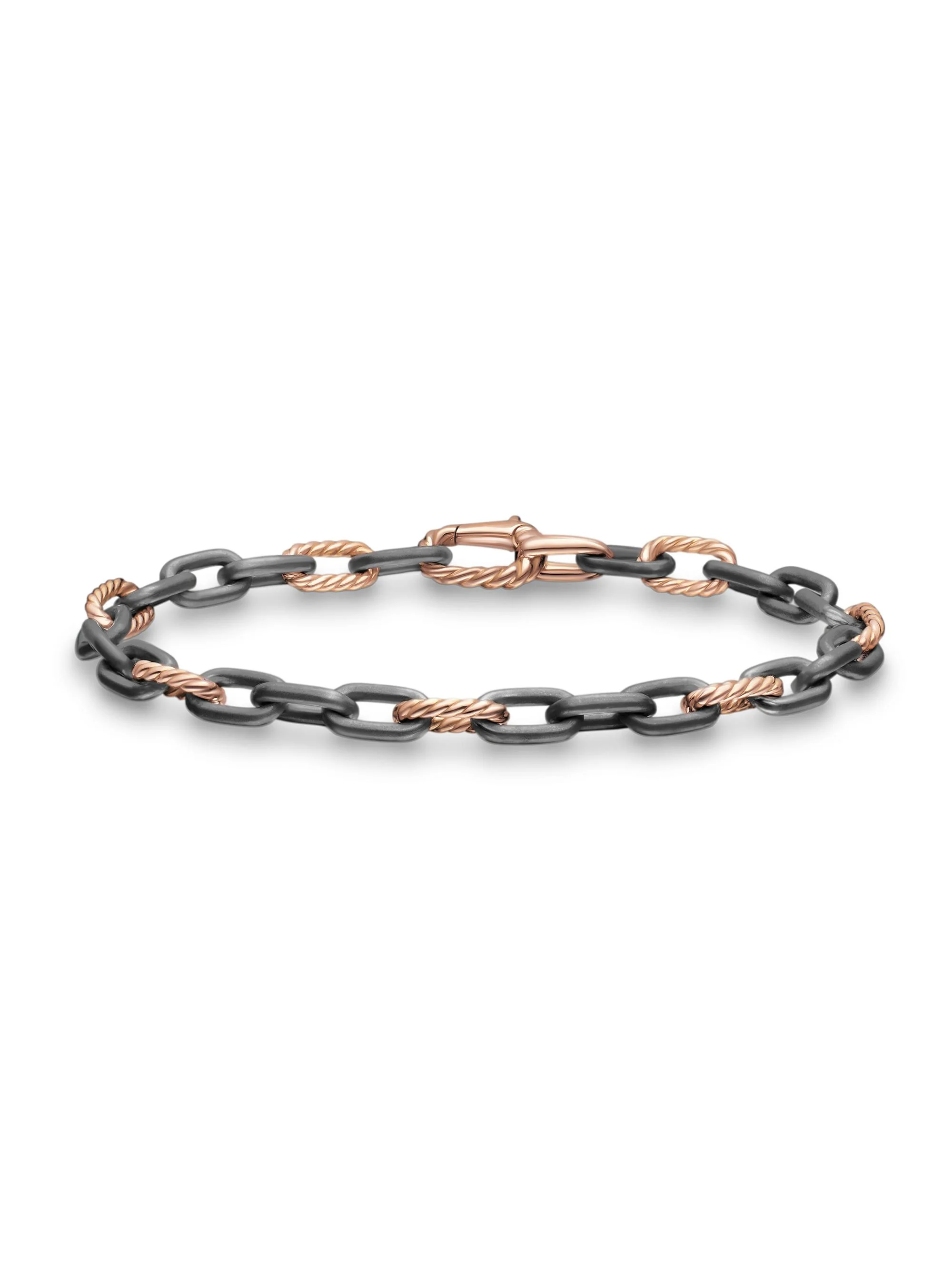 Men's DY Madison Chain Bracelet in Grey Titanium - Rose Gold - 1