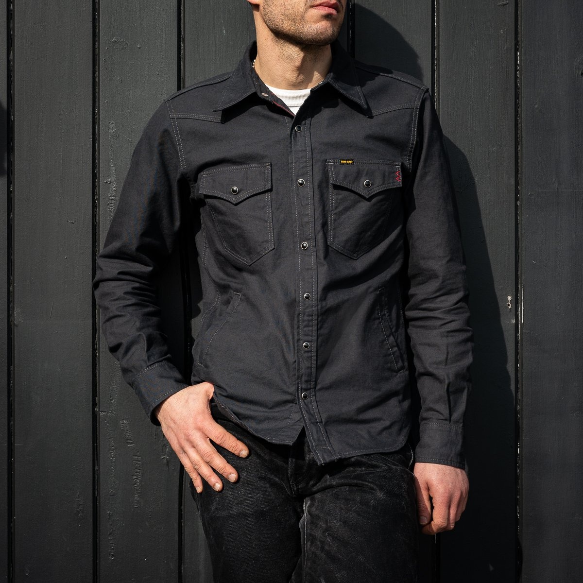 IHSH-381-BLK 9oz Military Serge CPO Shirt - Black - 4