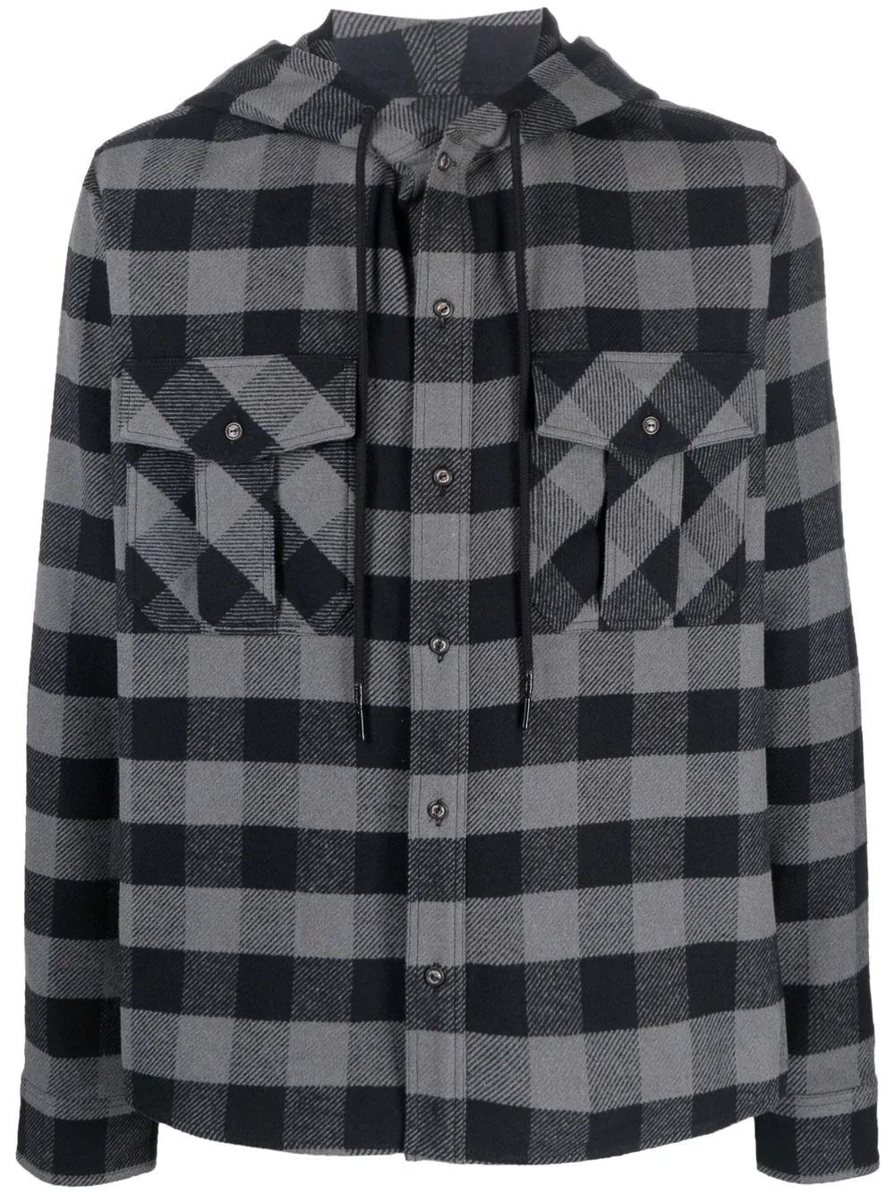 Arrows-print check hoodie shirt - 1