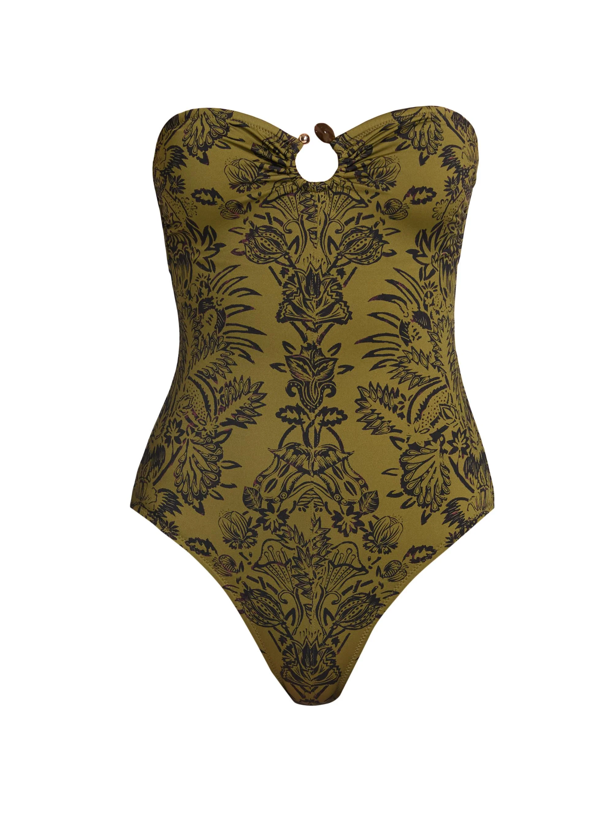 Women's Hydra Printed One-Piece Swimsuit - Olive Flora - 1