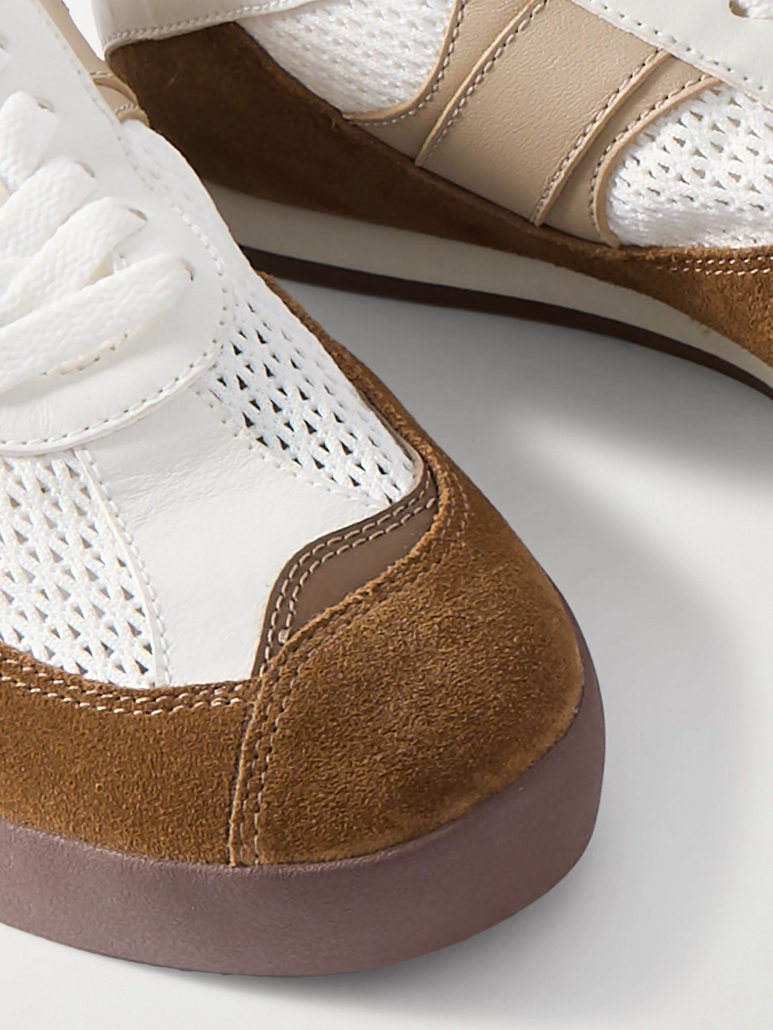 Kick suede, mesh and leather sneakers Brown - 4