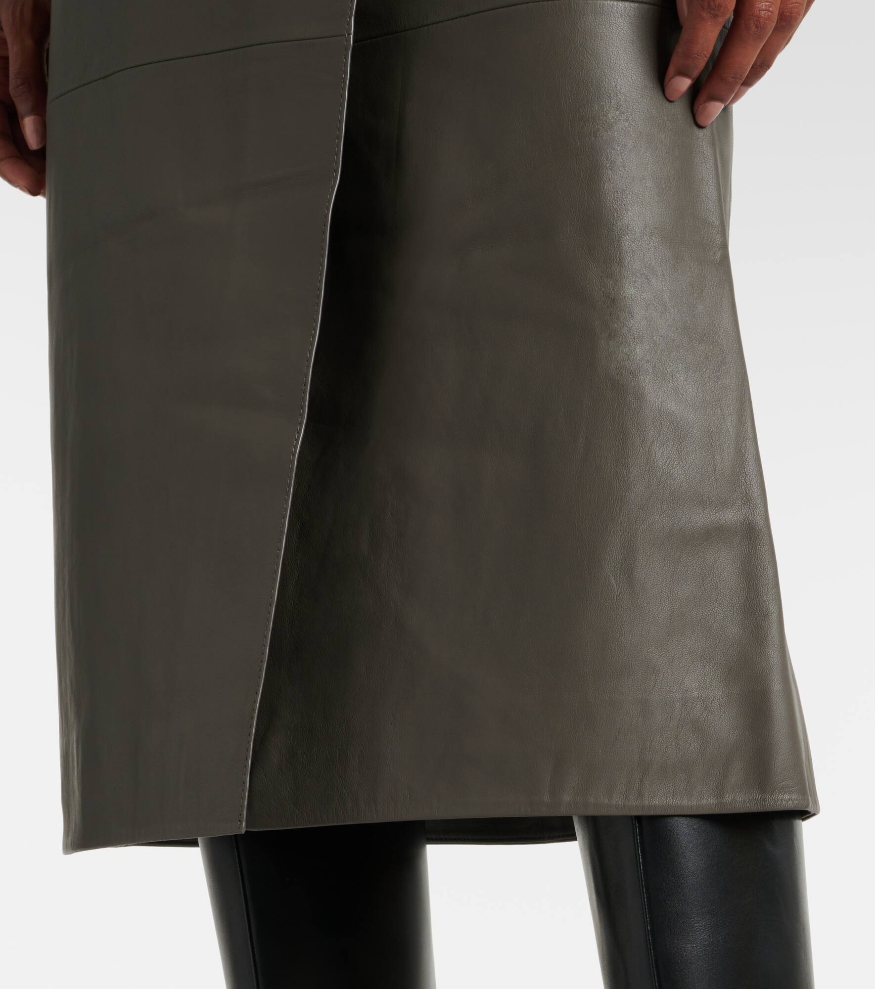 Météo leather midi skirt - 5