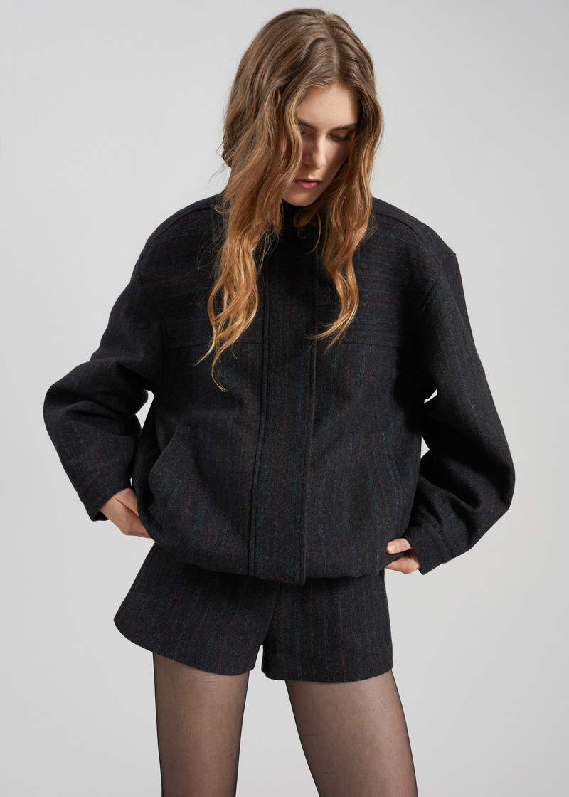 Natick Hot Pants - Charcoal Multi Stripe 6