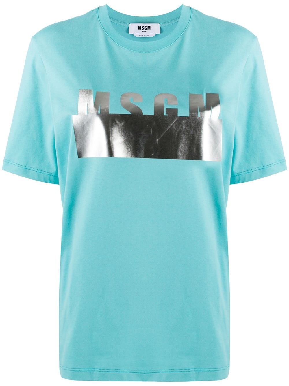 metallic logo-print T-shirt - 1