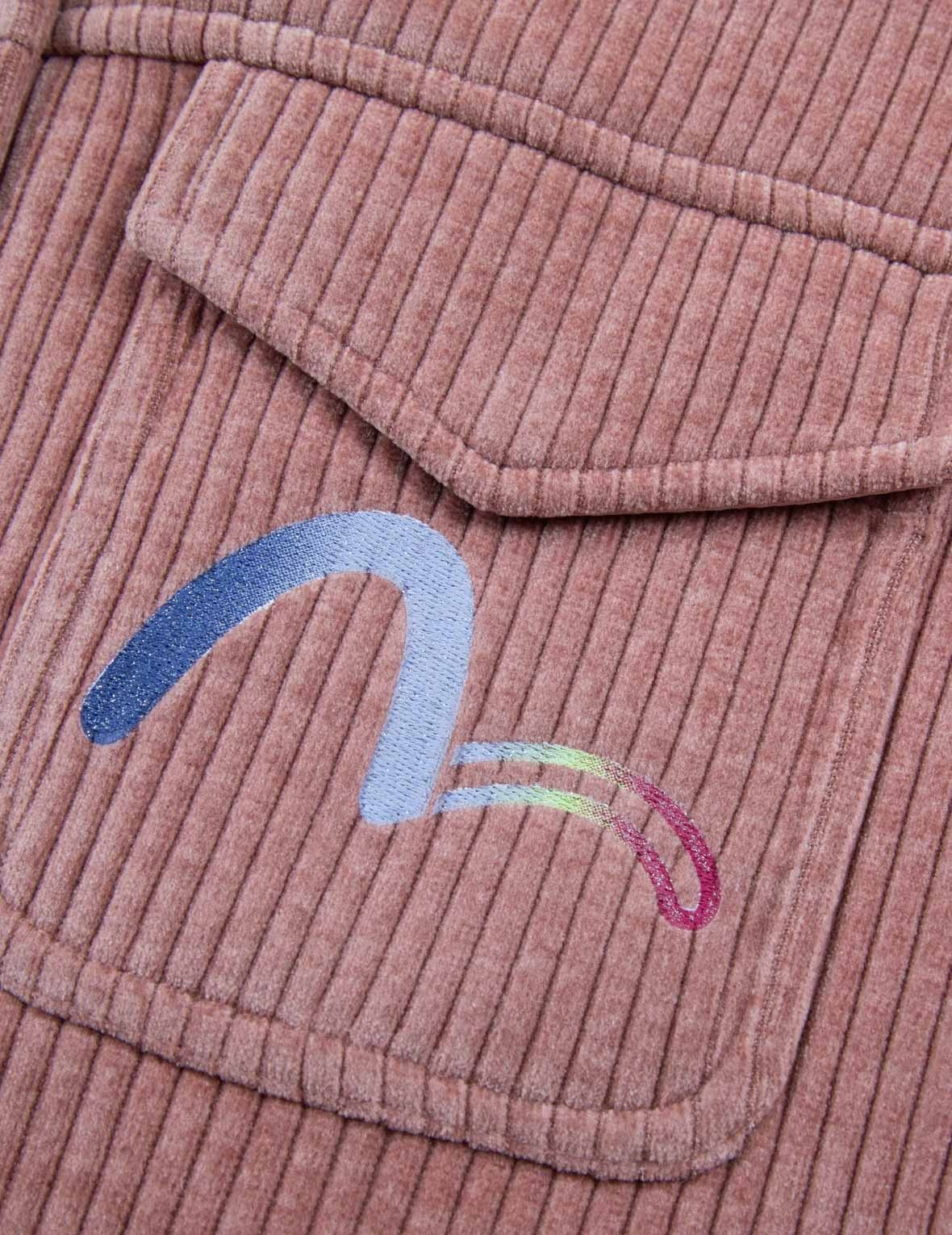 Gradient Shimmering Logo Print Oversized Corduroy Shirt Jacket - 10