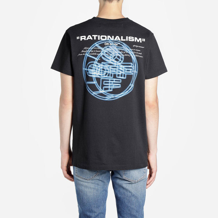 Men's Off-White Logo Printing Short Sleeve Black T-Shirt OMAA027R201850031088 - 3