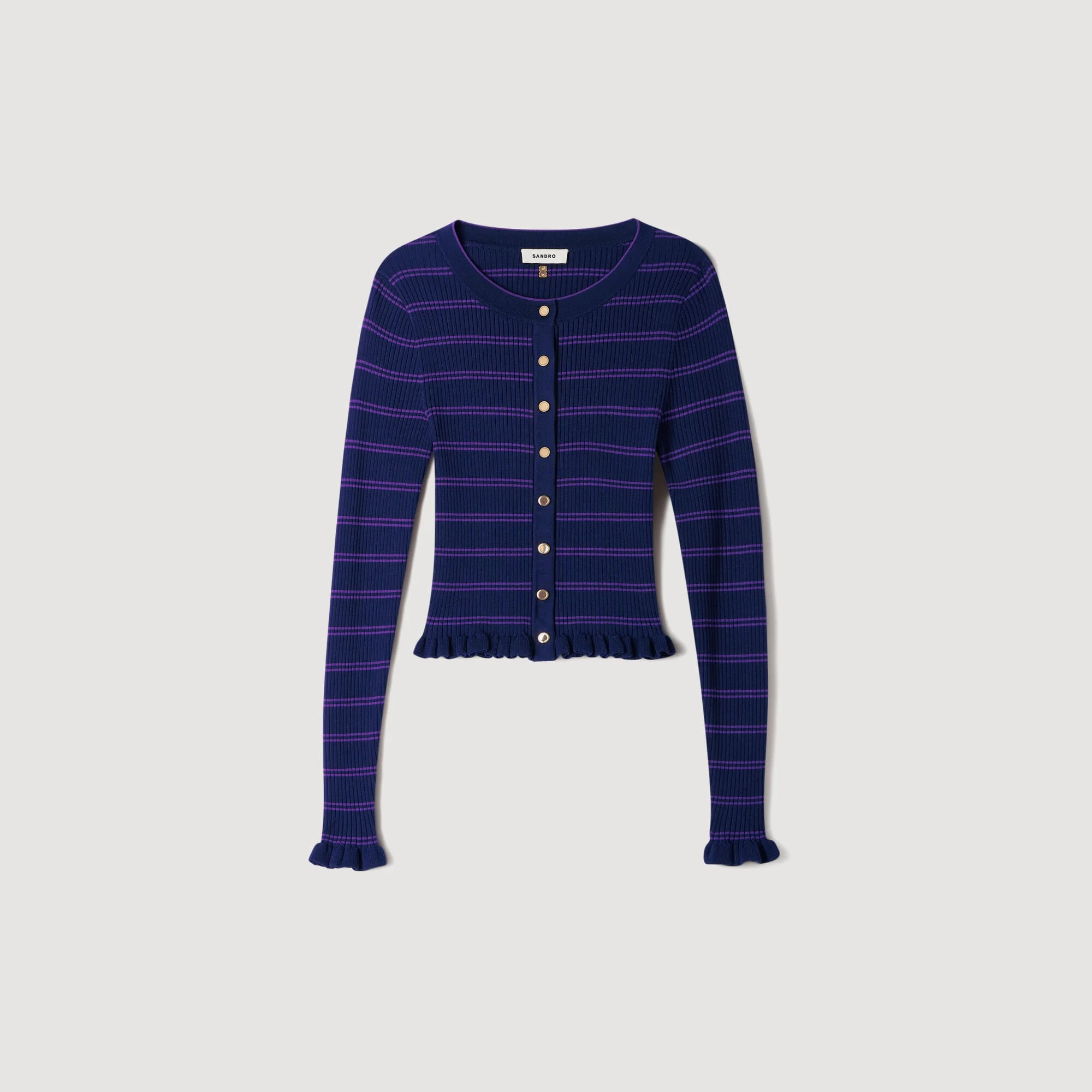 STRIPED KNIT CARDIGAN - 1
