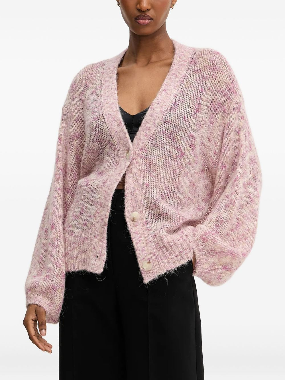 balloon-sleeve cardigan - 1