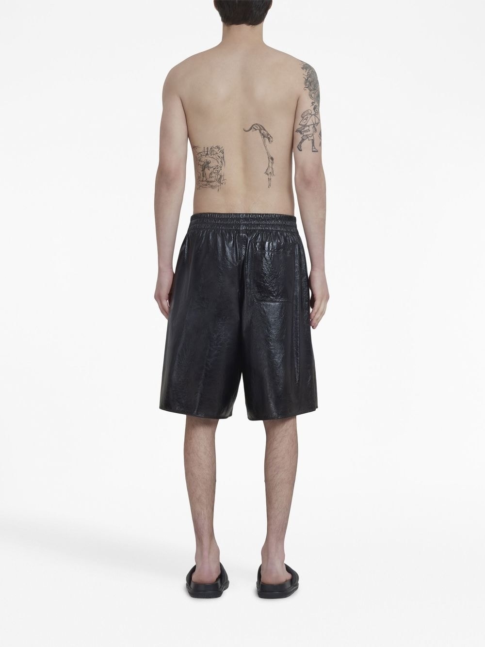 elasticated leather shorts - 4