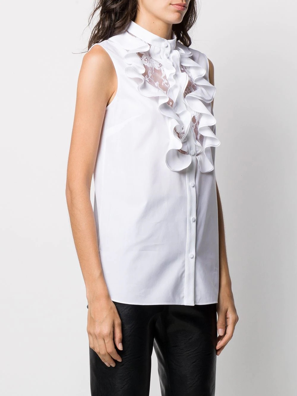 collarless ruffled blouse - 3