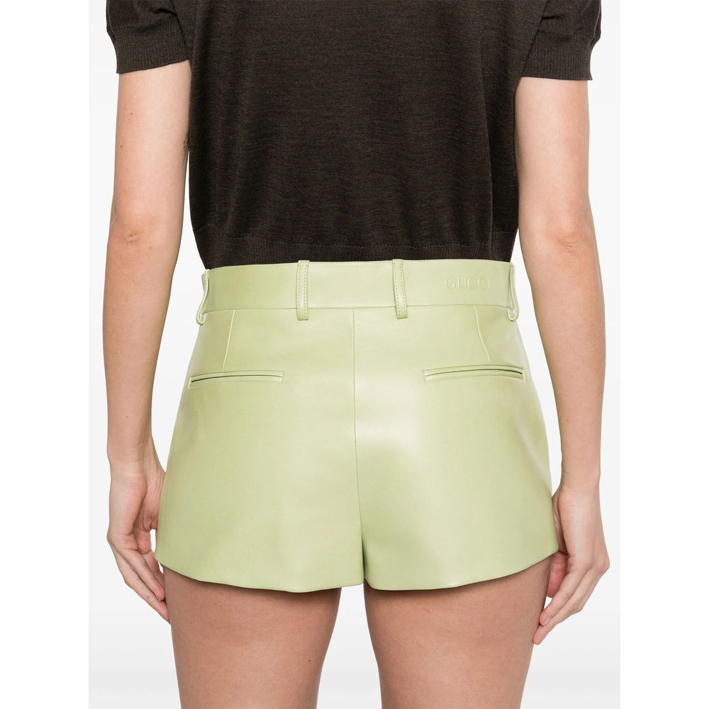 Gucci Green Shorts - Leather & Faux Leather Shorts Women - 5