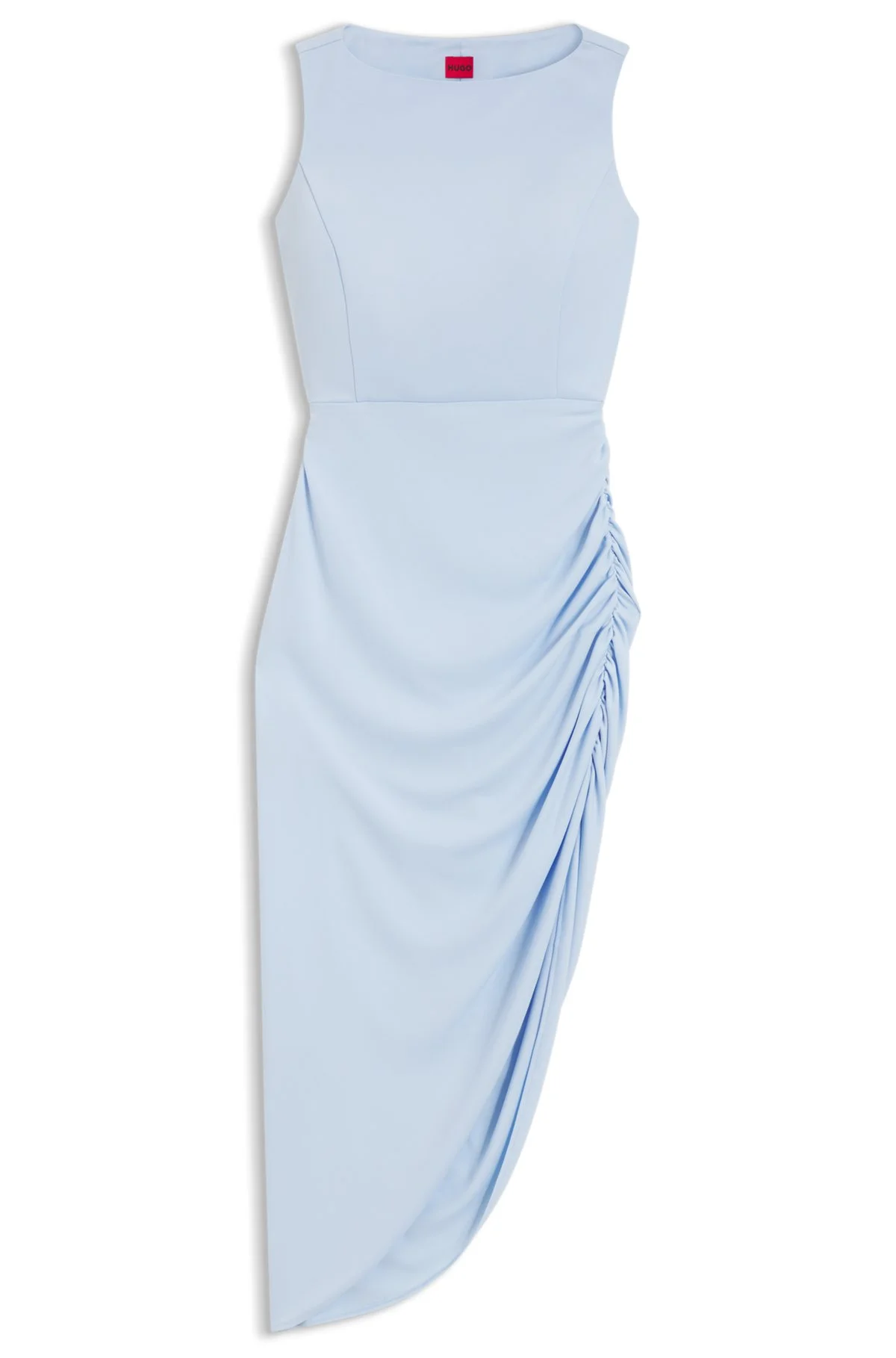 CREPE DRESS WITH GATHERED ASYMMETRIC HEMLINE - 1