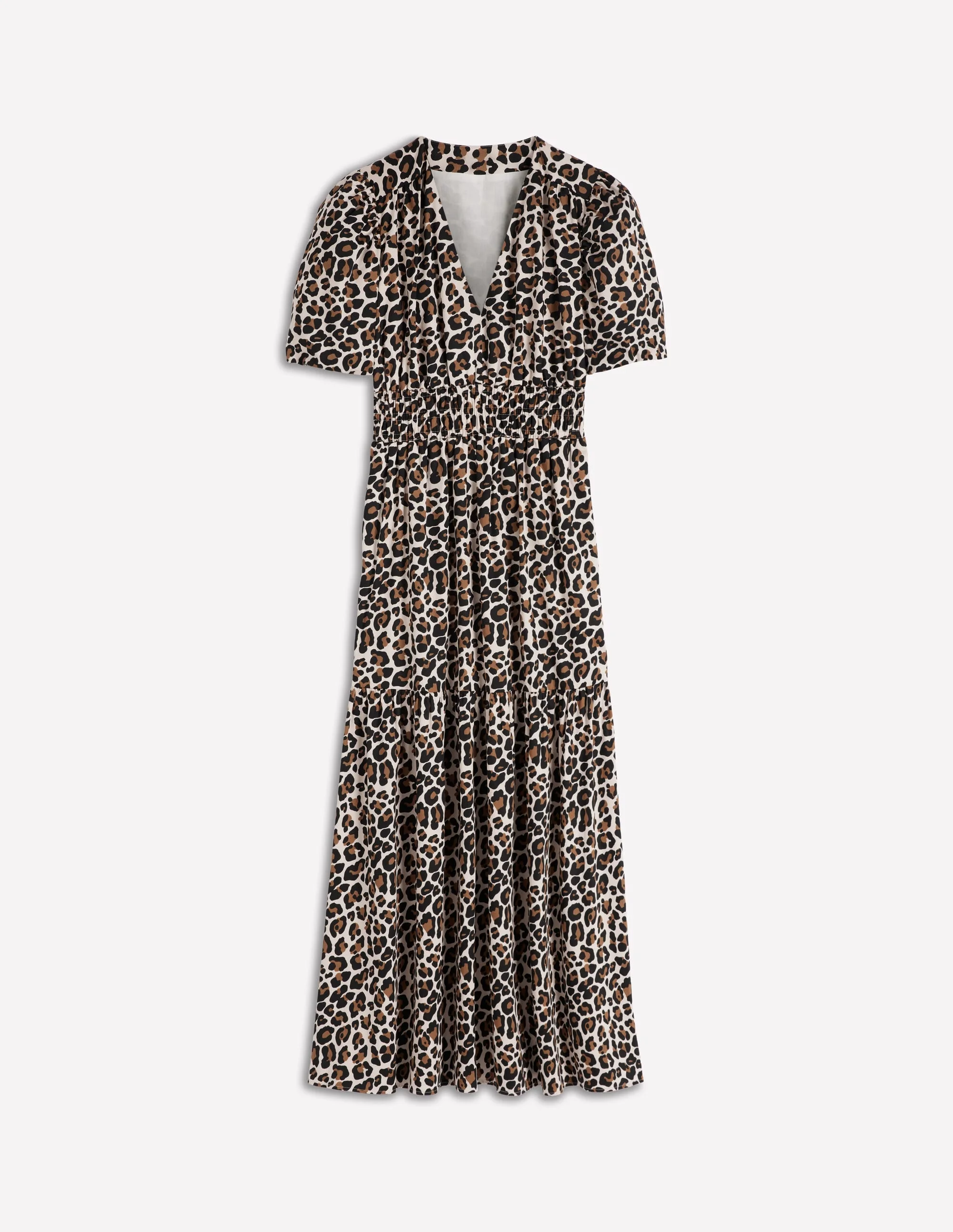 Irene Puff Sleeve Cotton Dress-Almond Milk, Cheetah Pop - 1
