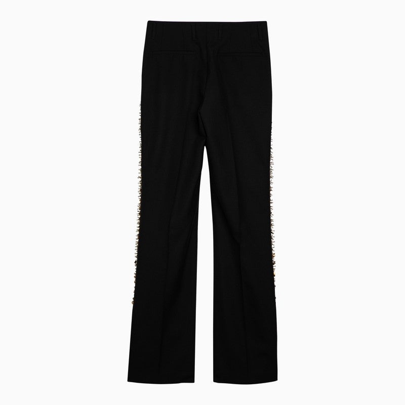 Dries Van Noten Black Wool Trousers With Sequin Embroidery Women - 2